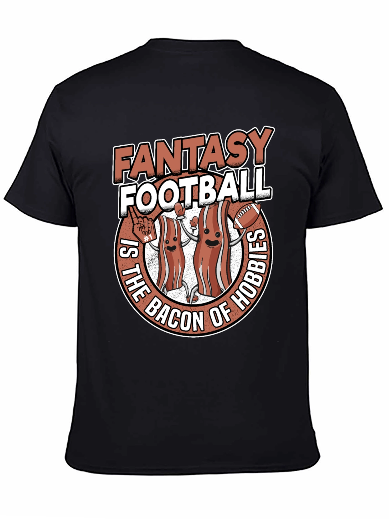 Black Fantasy Football Bacon T-Shirt view 4