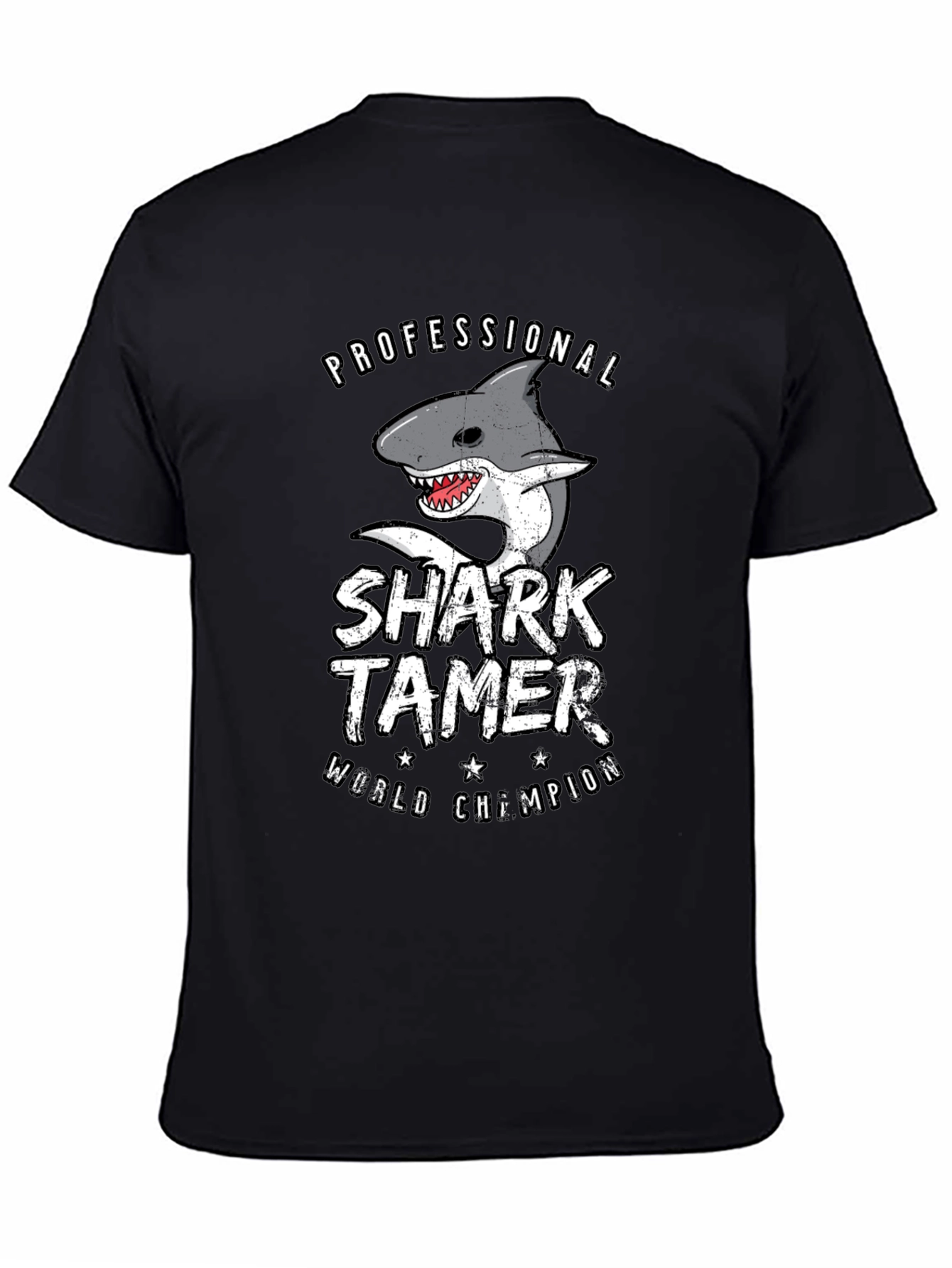 Black Professional Shark Tamer World Champion T-Shirt view 4