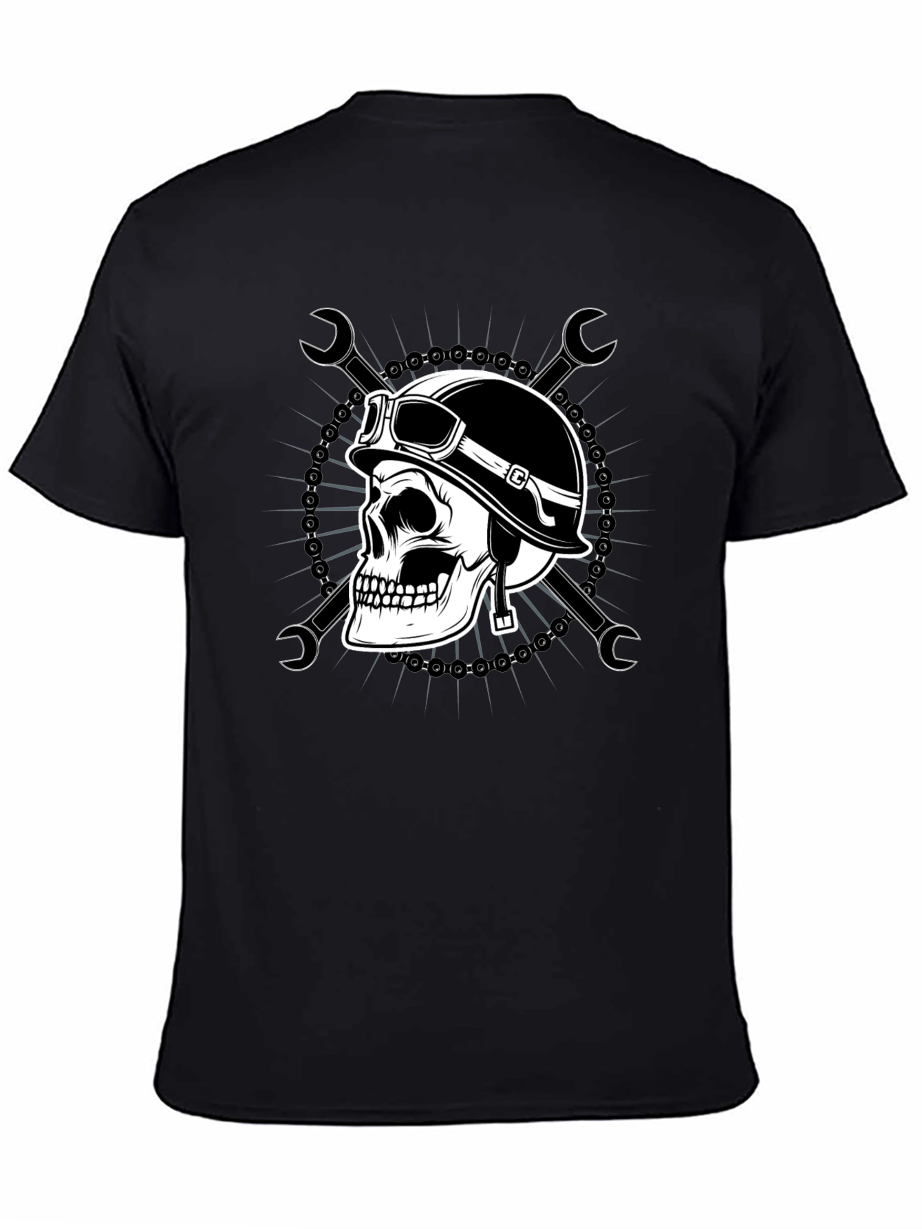 Skull Biker T-Shirt - Men's Black Graphic Tee - 4