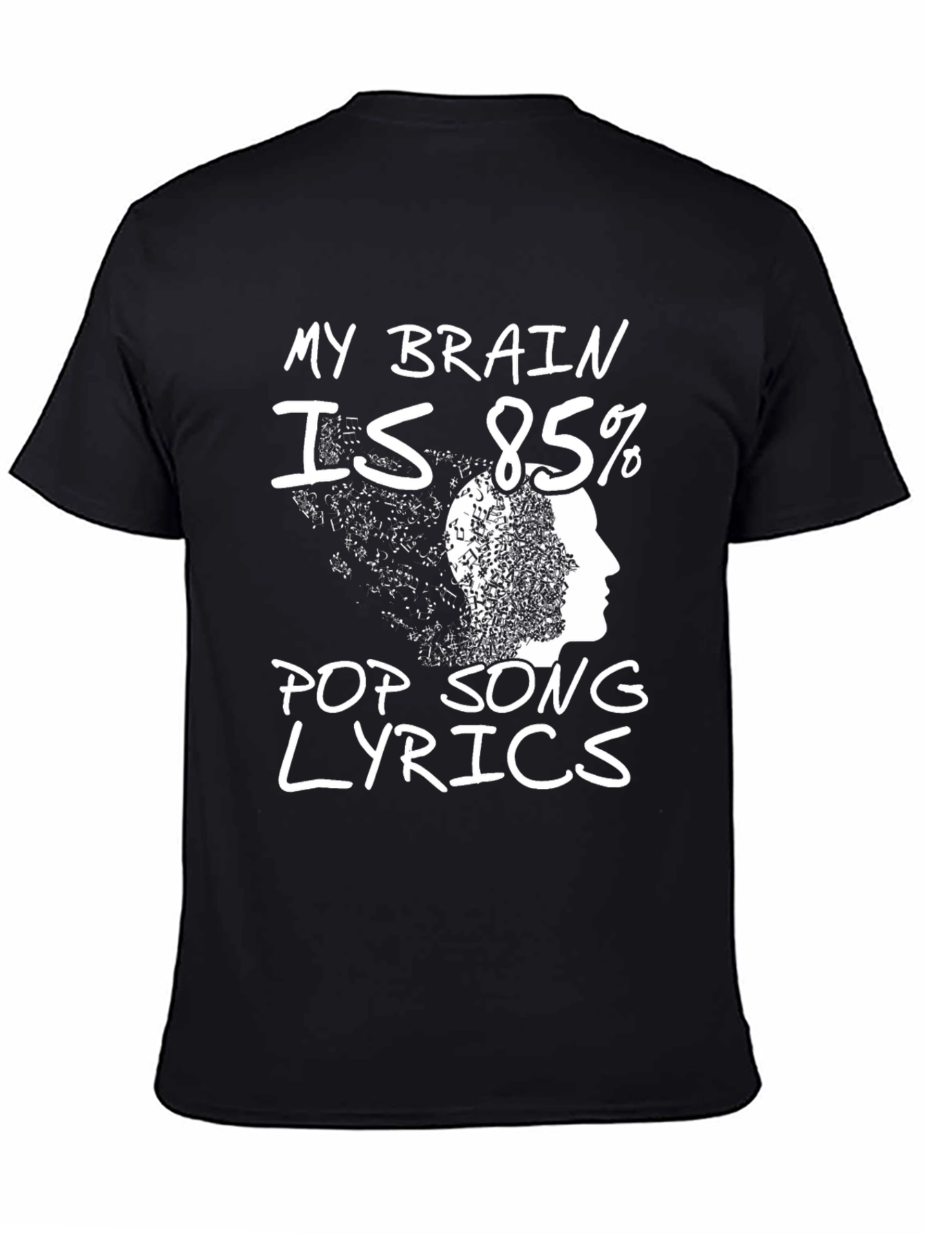 Black Pop Song Lyrics T-Shirt - Novelty Tee view 4