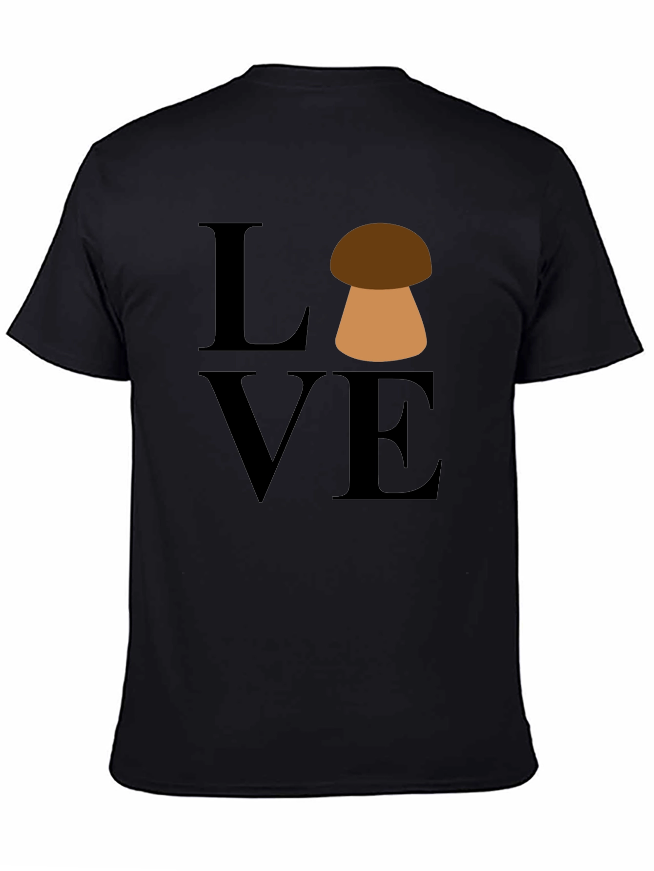 Black Mushroom Love Graphic T-Shirt - Unisex view 4