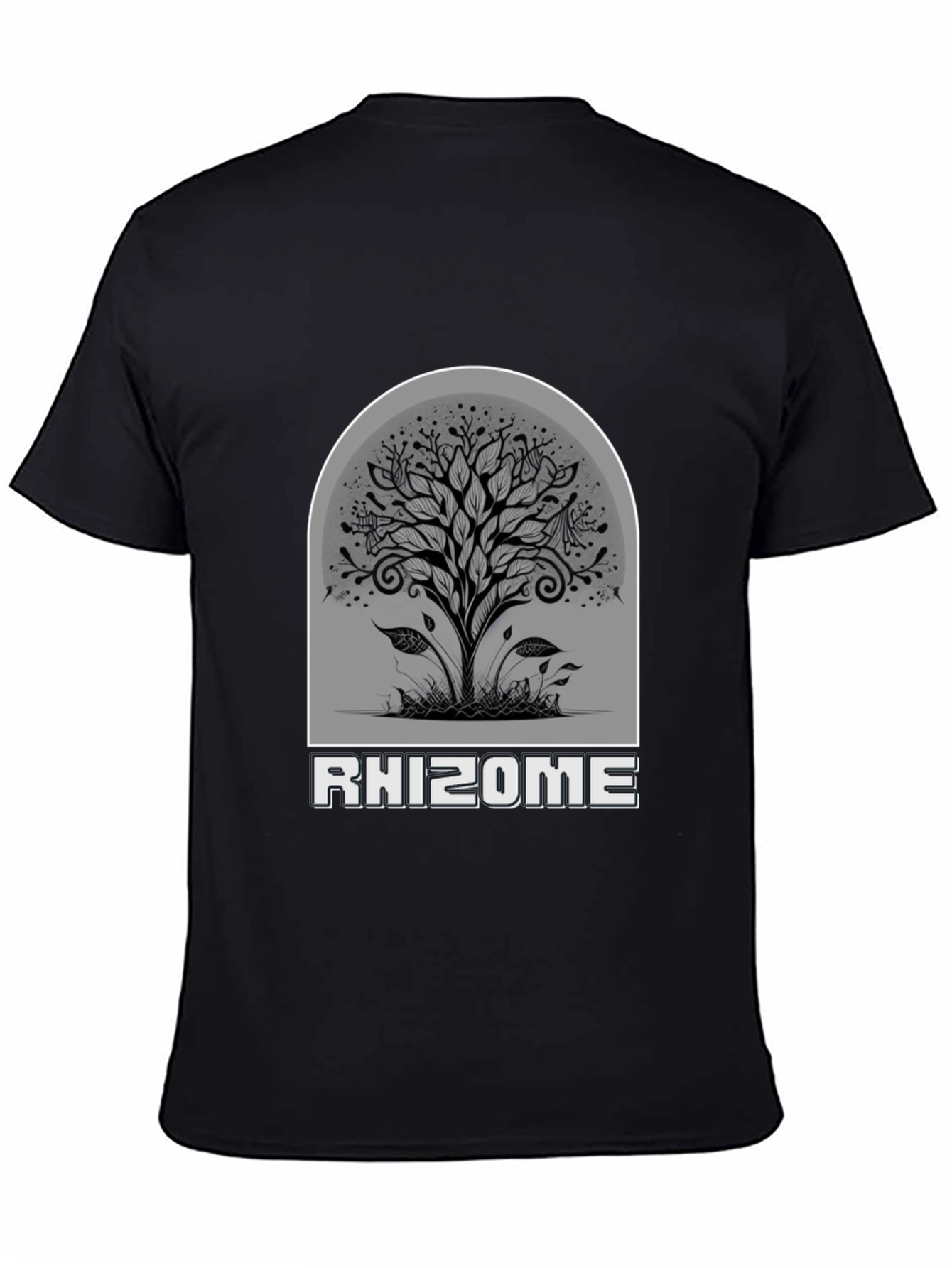 Black Rhizome Tree Graphic Black T-Shirt view 4