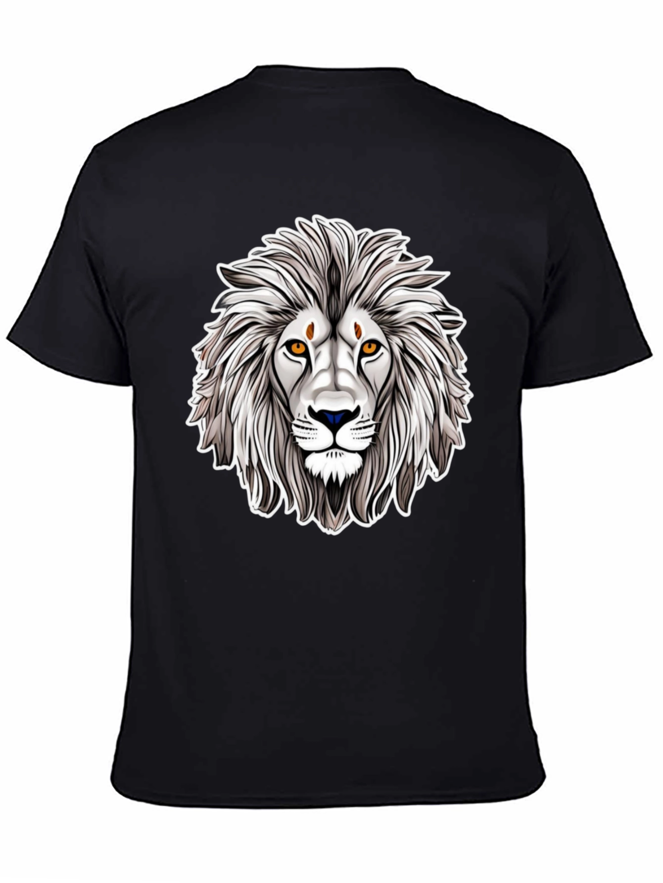 Black Lion Head Graphic Tee - Black Cotton Shirt view 4