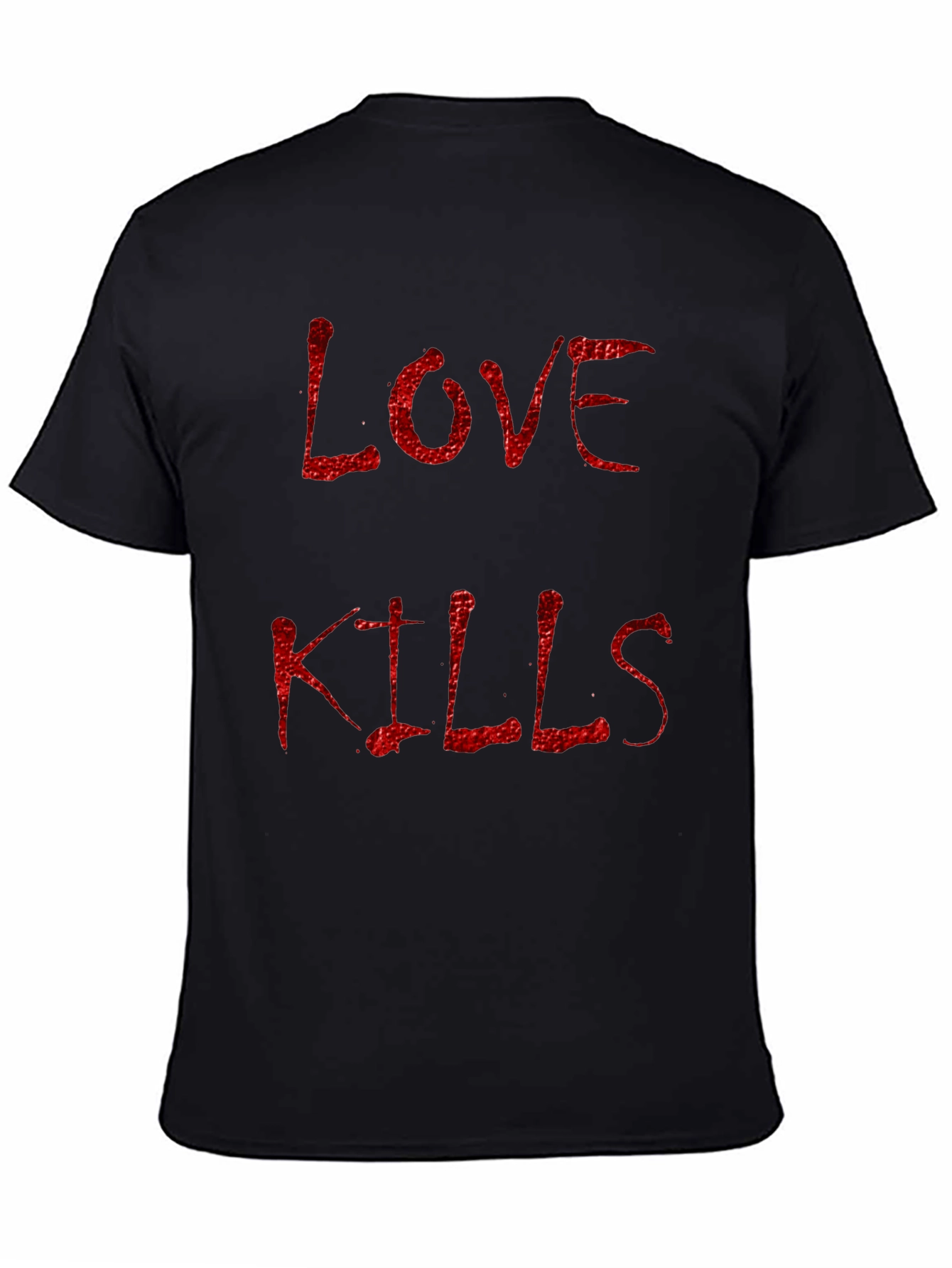 Black Love Kills Graphic T-Shirt - Bold Red Print on Black Tee view 4