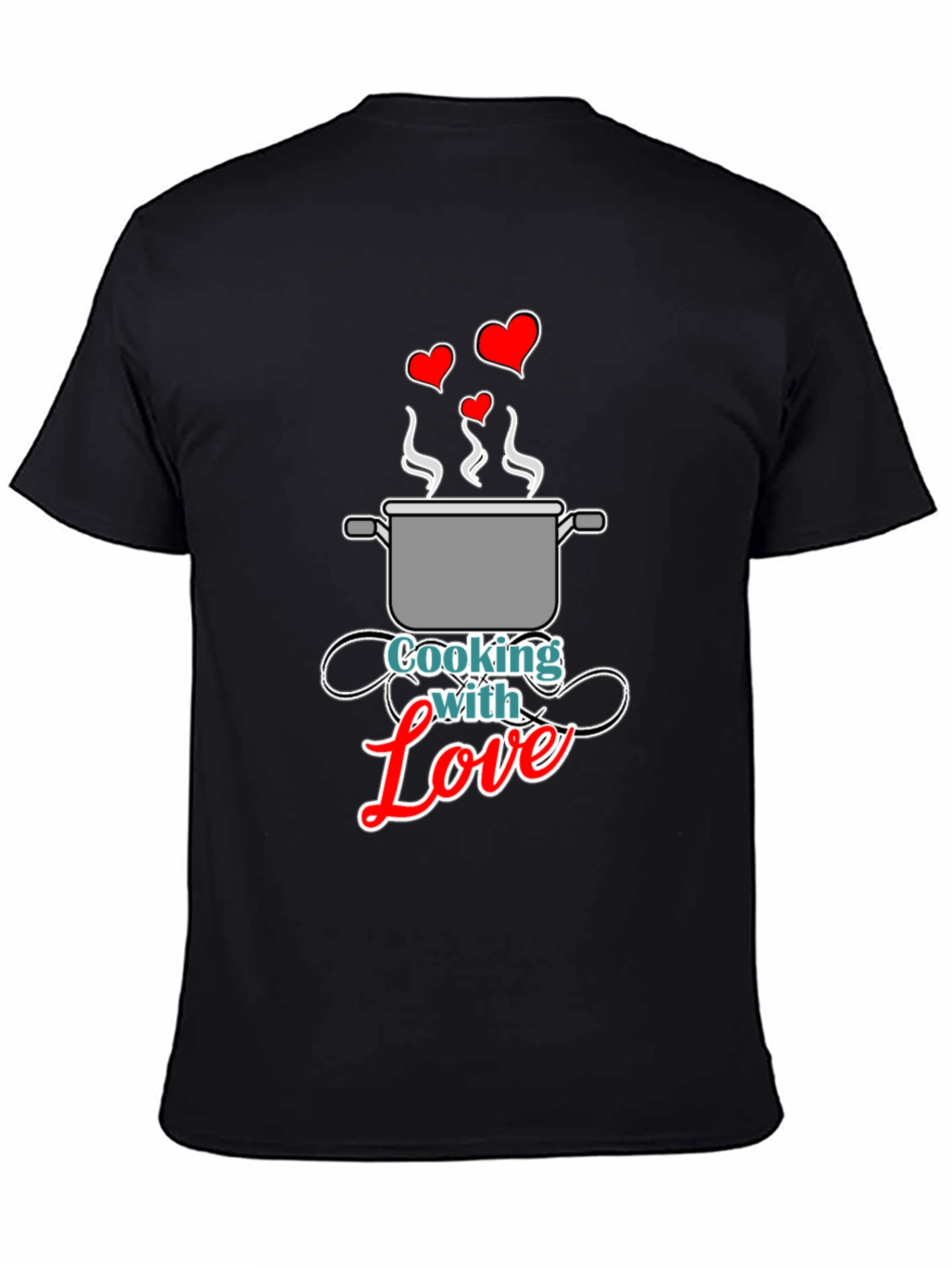 Black Cooking with Love Graphic Tee - Black Unisex T-Shirt view 4