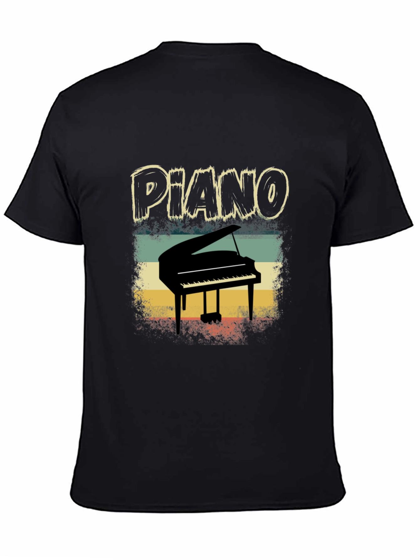 Black Retro Piano T-Shirt - Musician Apparel view 4