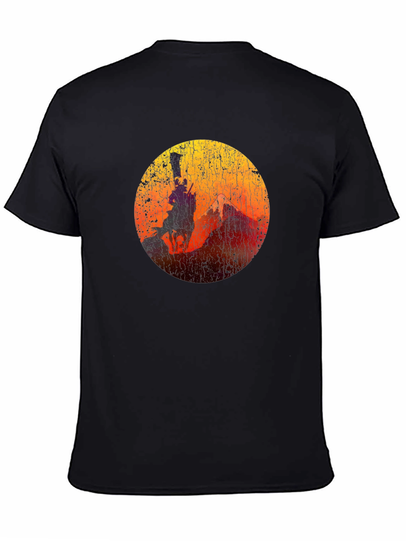 Black Sunset Rider Graphic Tee - Black Cotton Blend view 4
