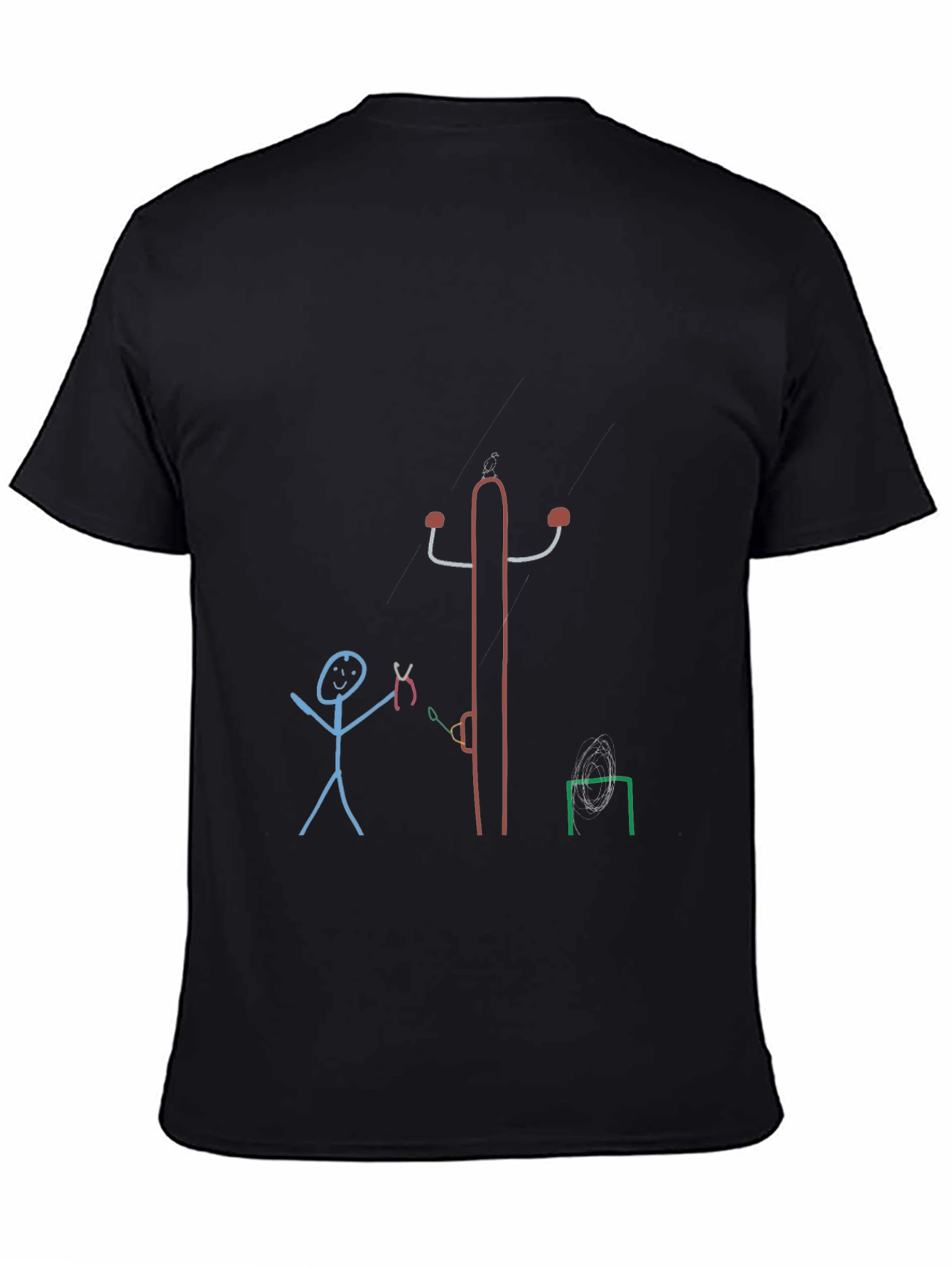 Black Novelty Stick Figure Design T-Shirt view 4