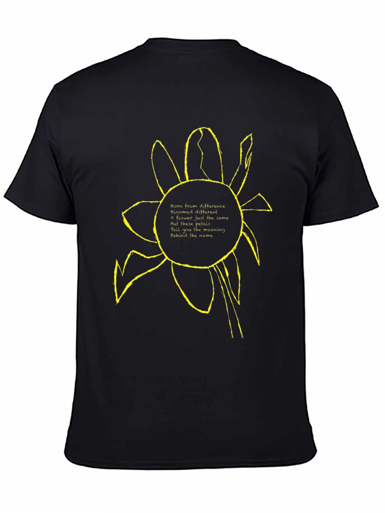 Unique Flower Graphic Black T-Shirt - 4