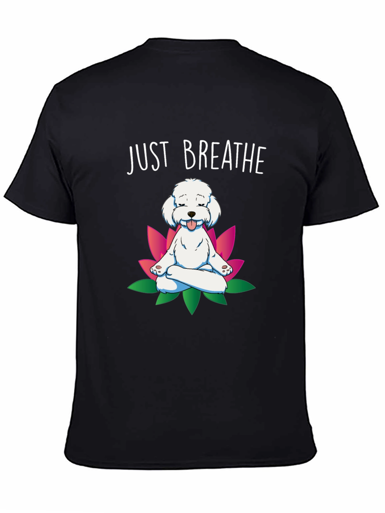 Black Just Breathe Dog Meditation T-Shirt view 4