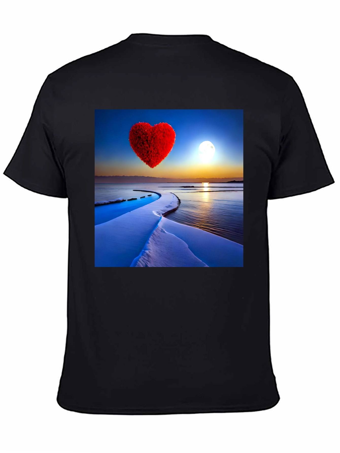 Black Heart Landscape Graphic Tee - Black Casual Shirt view 4
