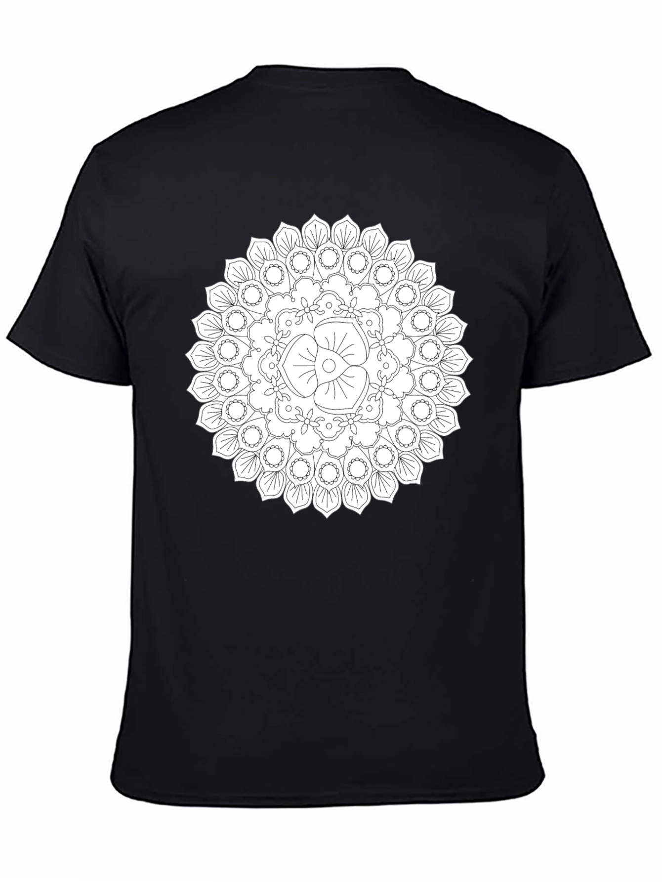Black Black Mandala T-Shirt - Unique Geometric Design view 4