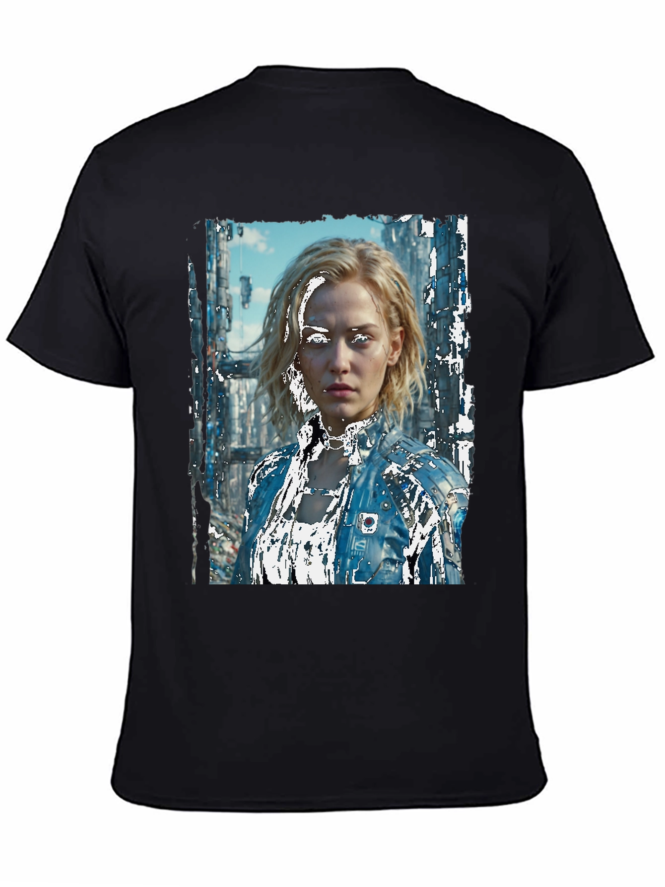 Black Sci-Fi Portrait Black T-Shirt view 4
