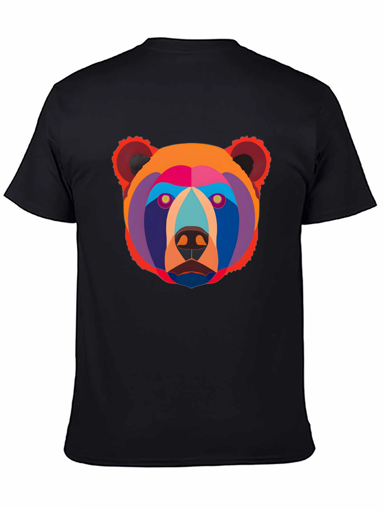 Black Geometric Bear Graphic Tee - Modern Art Shirt view 4