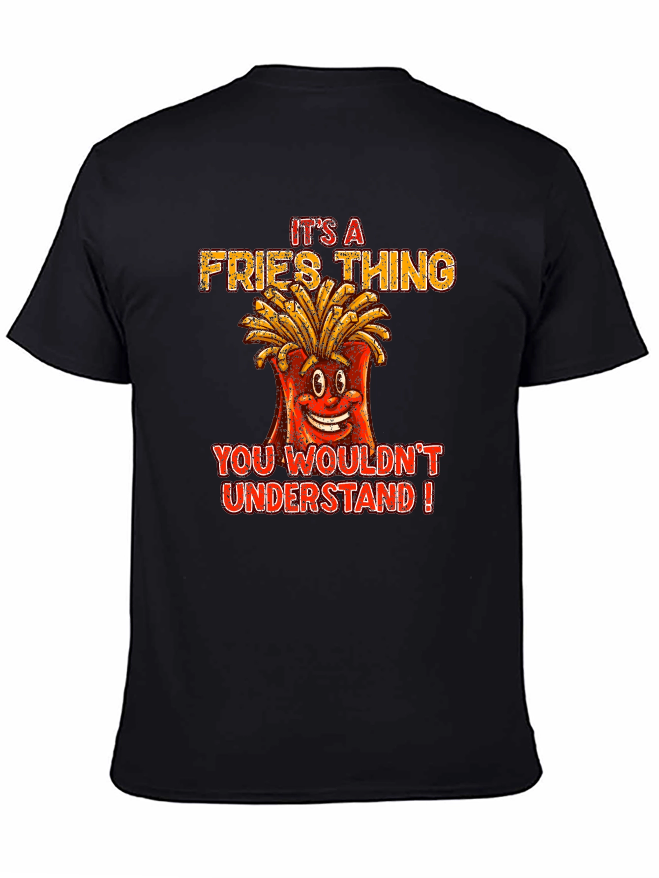Black Fries Thing Funny Graphic T-Shirt view 4