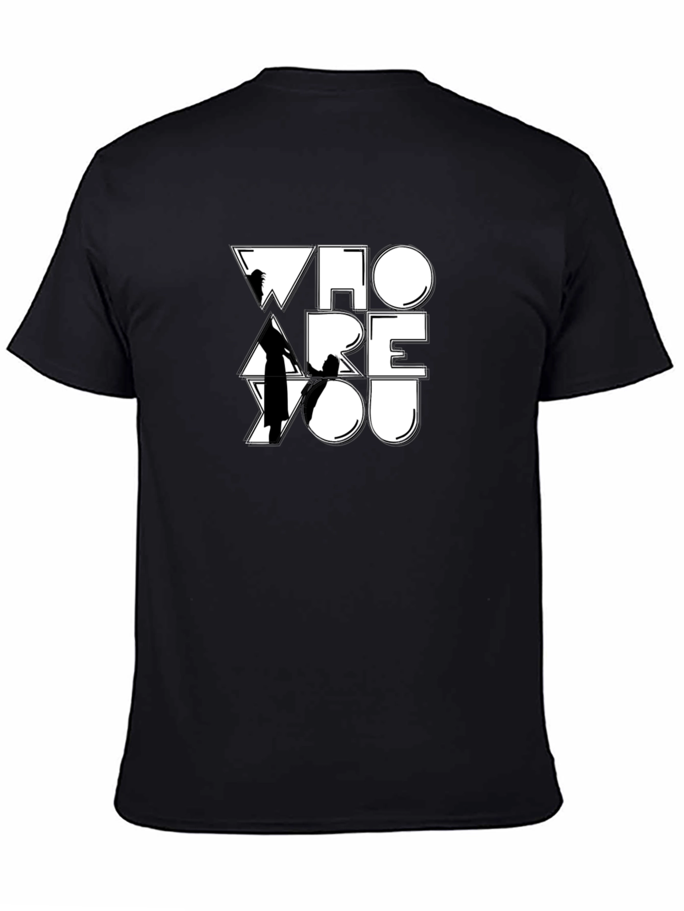 Black Who Are You Graphic Print Black T-Shirt view 4
