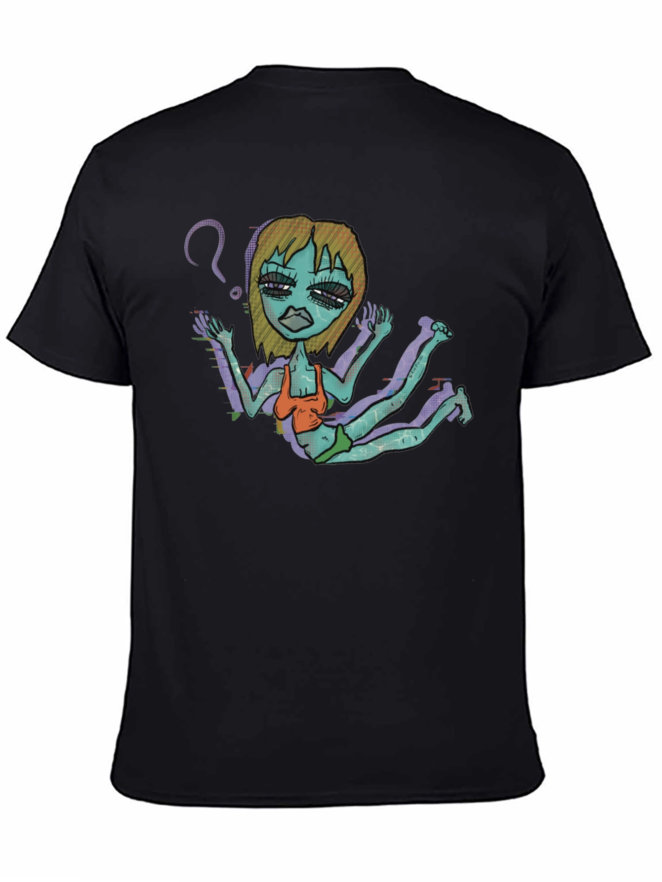 Black Black T-Shirt with Cartoon Graphic view 4