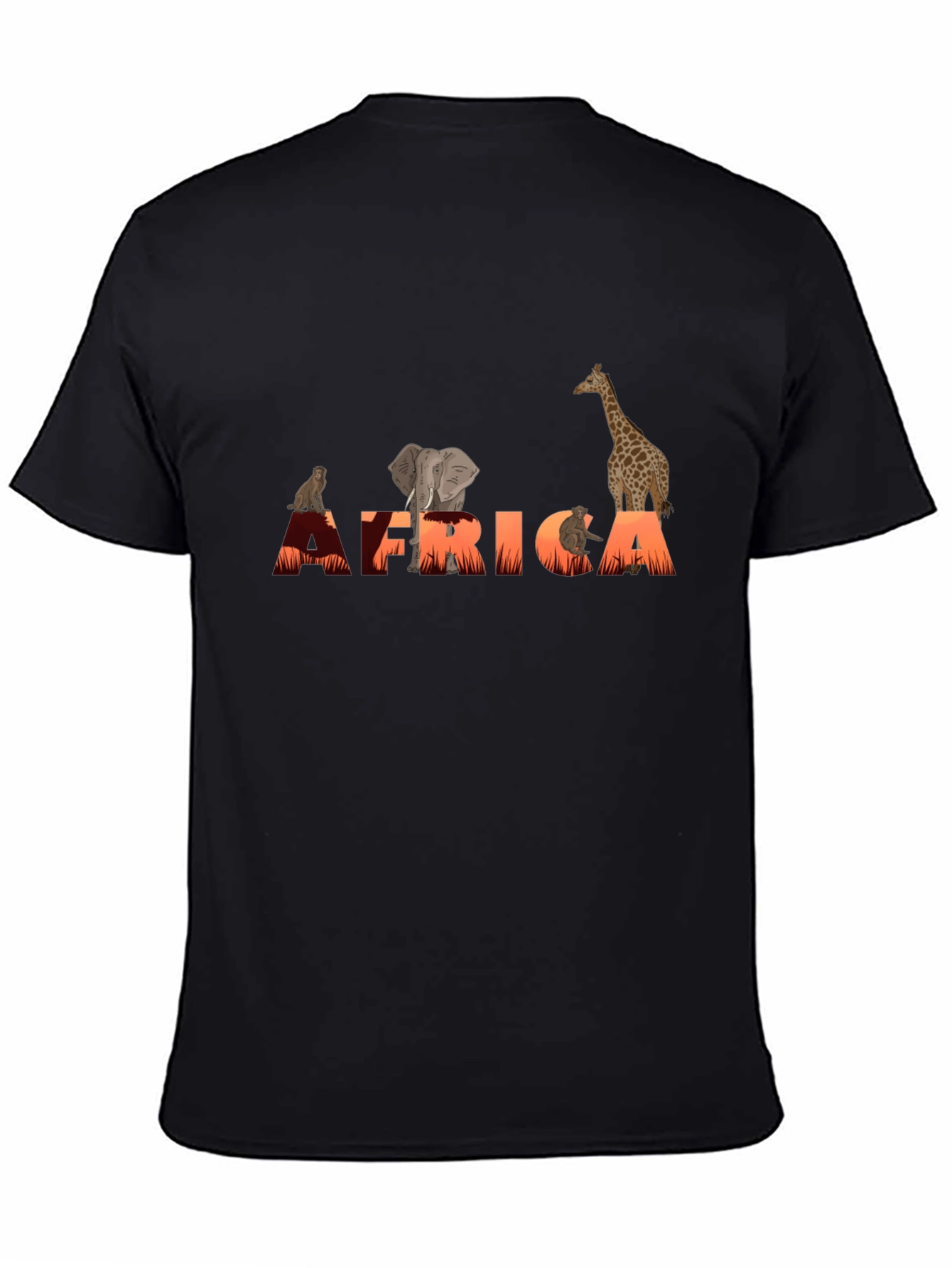 Black Africa Animal Graphic Tee - Unisex Black T-Shirt view 4