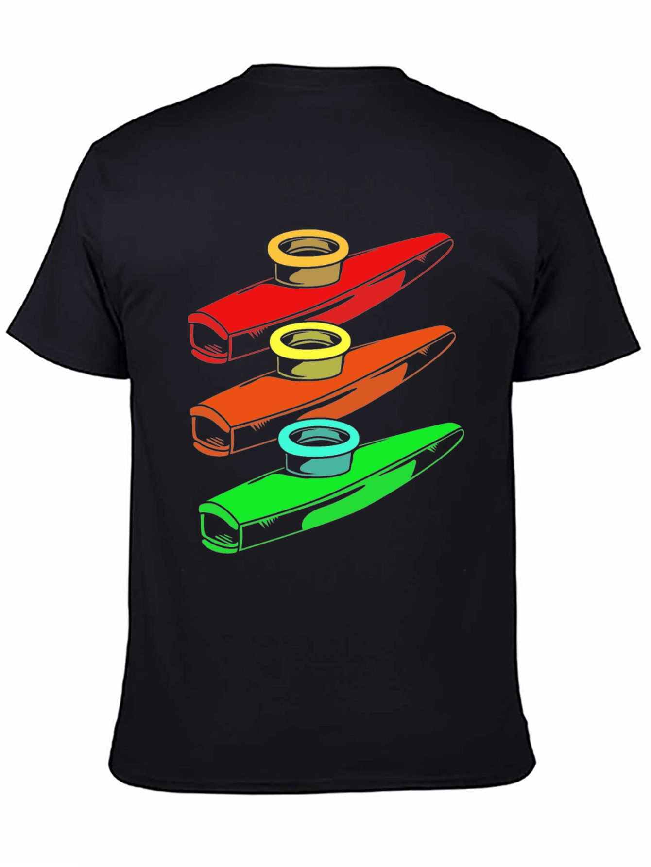 Black Colorful Kazoo Music T-Shirt view 4
