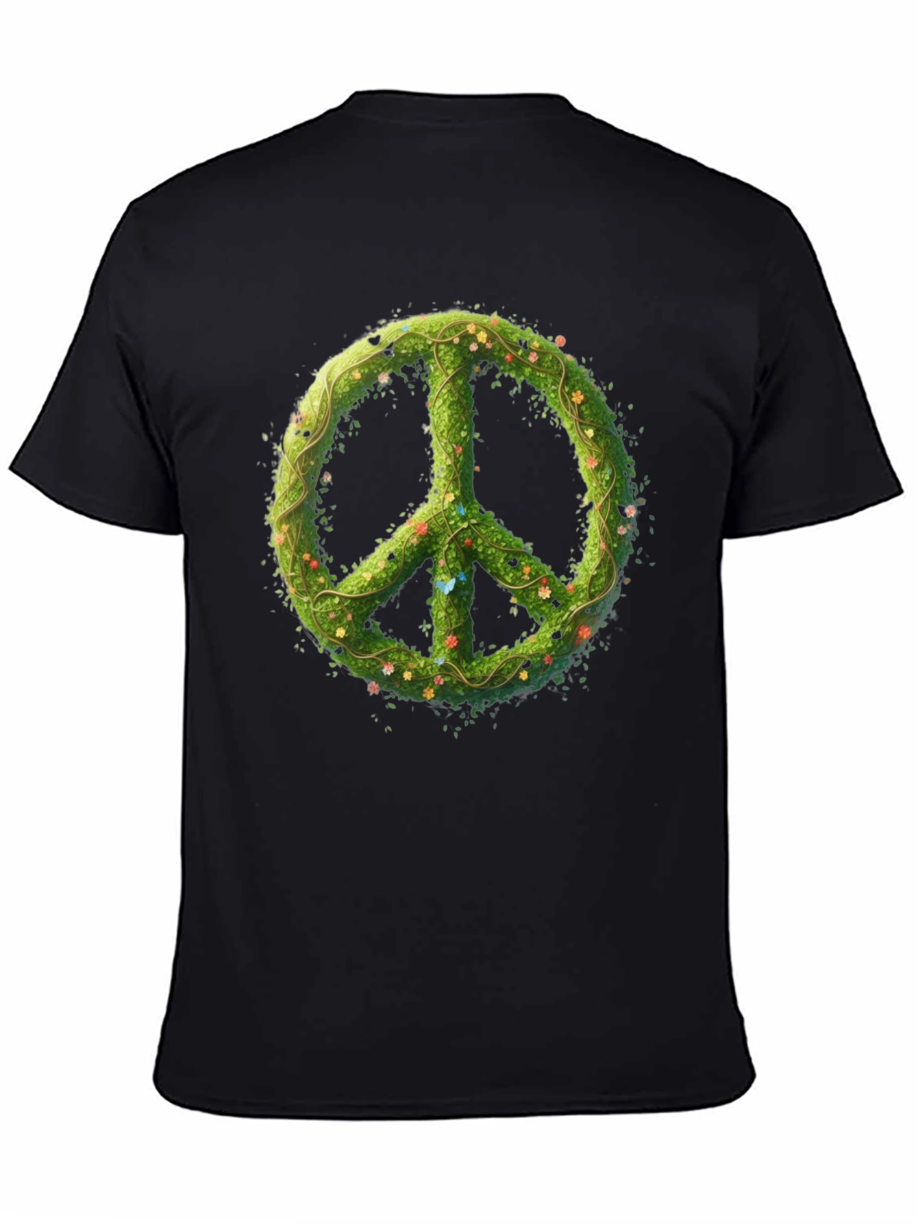 Black Nature Peace Sign Black Graphic Tee view 4