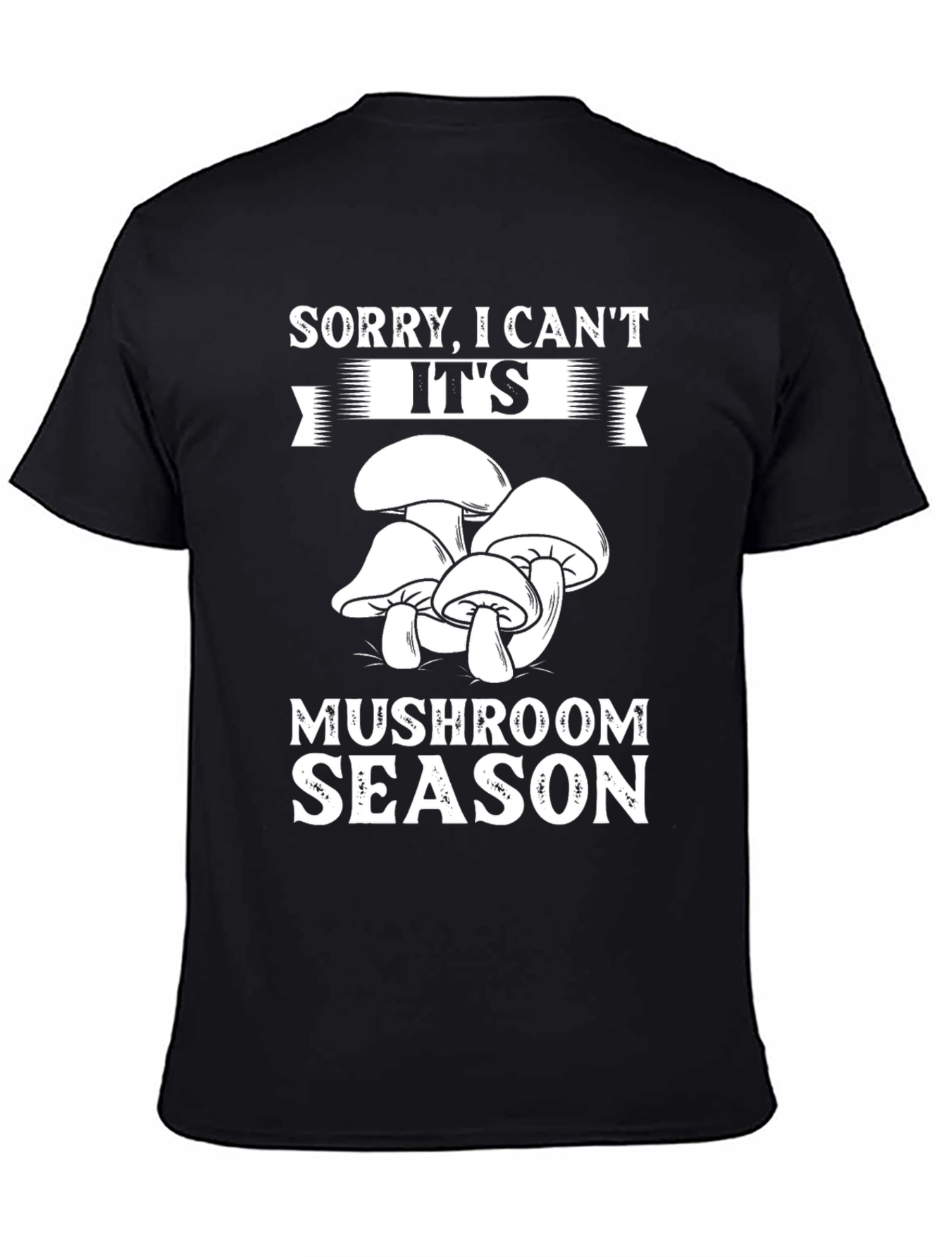 Black Mushroom Season Graphic Tee - Funny Fungi T-Shirt view 4