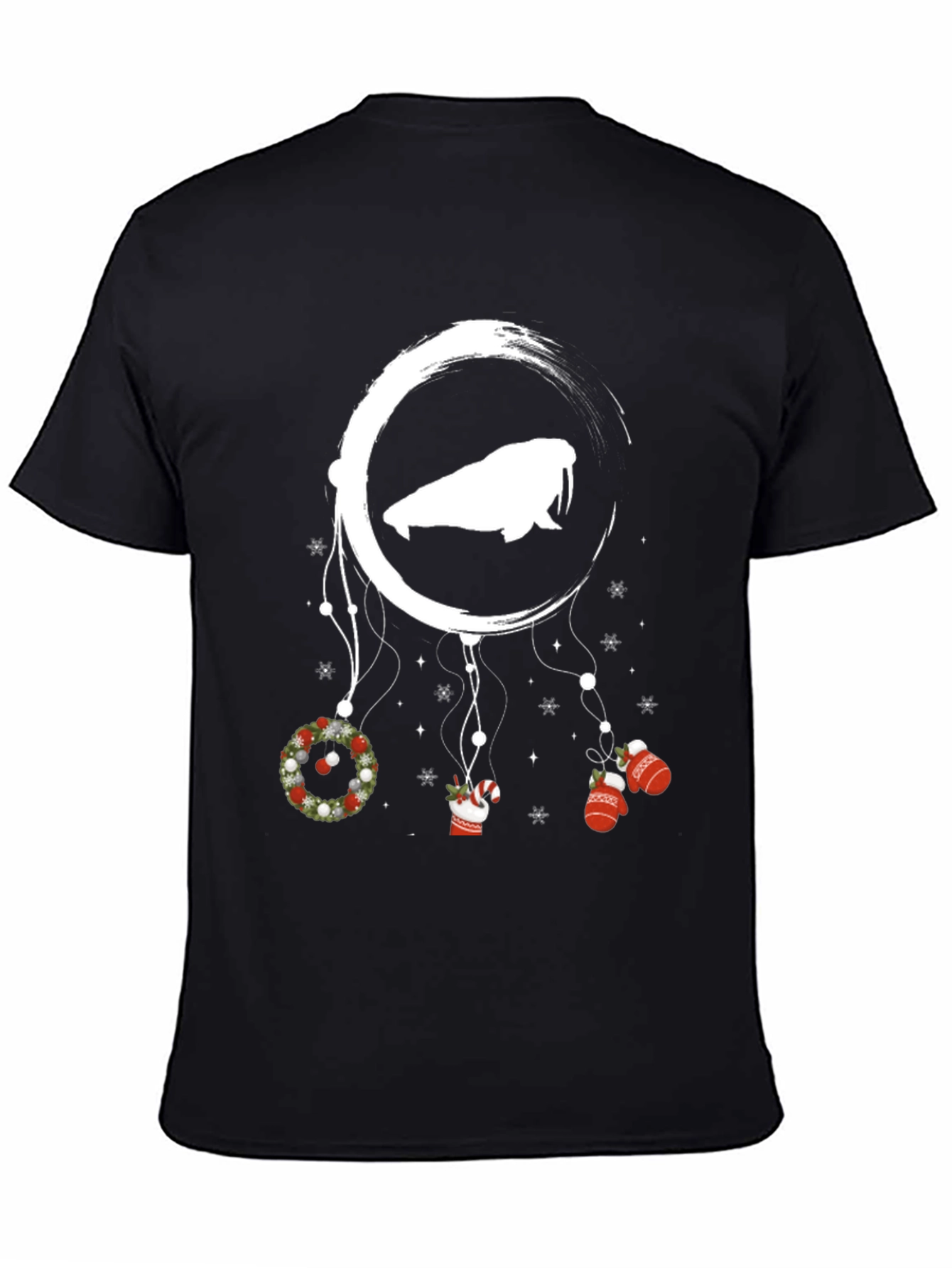 Black Festive Walrus Dreamcatcher T-Shirt view 4
