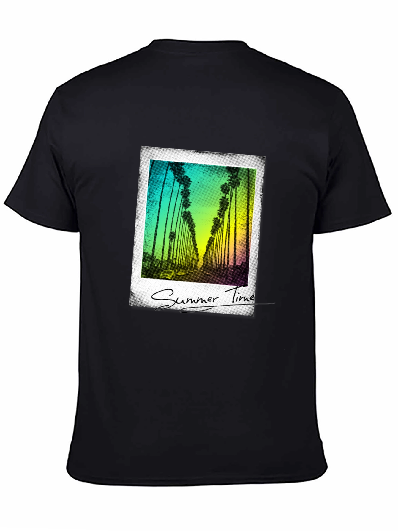 Black Summer Time Palm Tree Graphic Tee - Black view 4