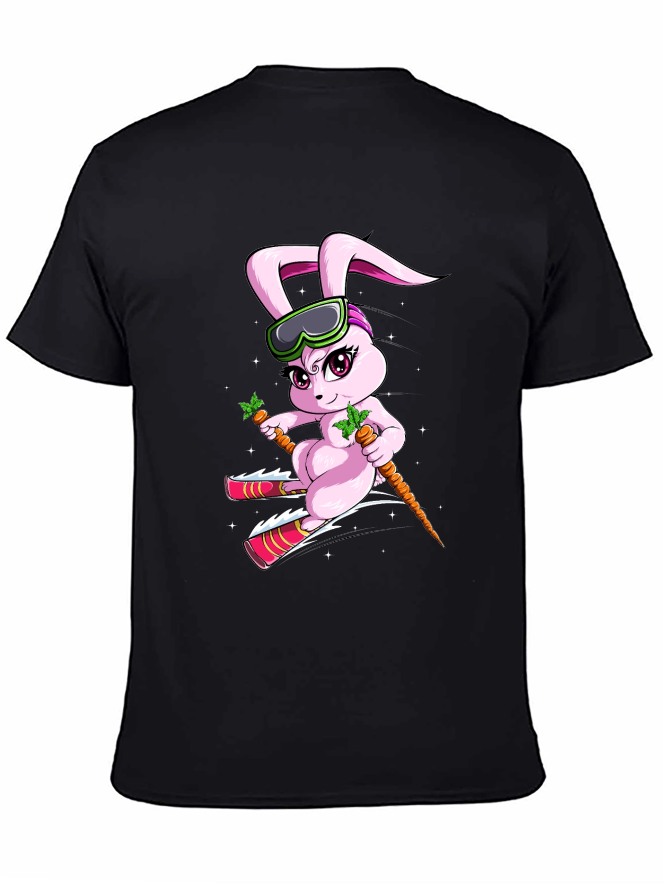Black Skiing Bunny T-Shirt view 4