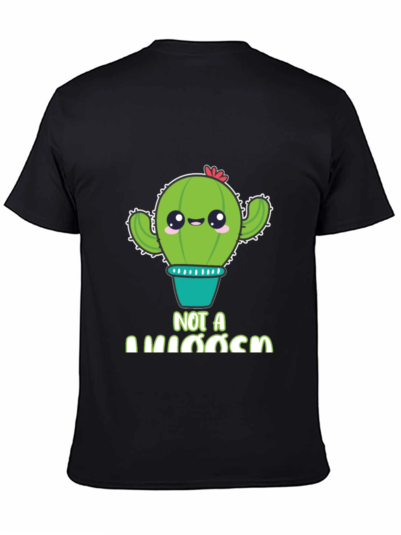 Black Cute Cactus Pun T-Shirt - "Not A Hugger" Graphic Tee view 4