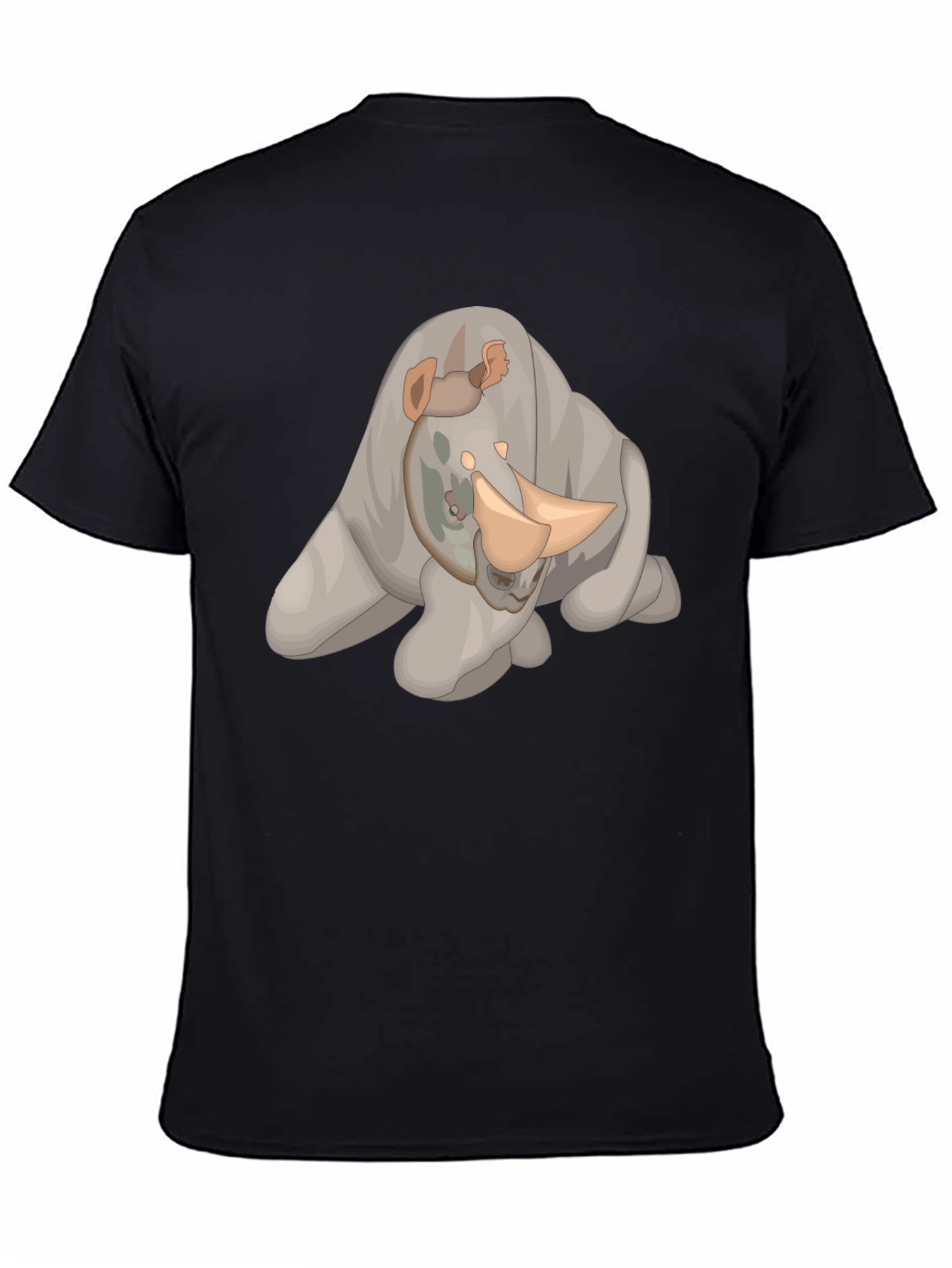 Black Rhino Cartoon Black T-Shirt view 4