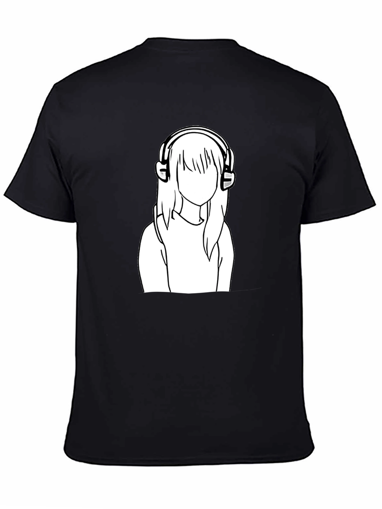 Black Headphone Girl Graphic Tee - Black view 4