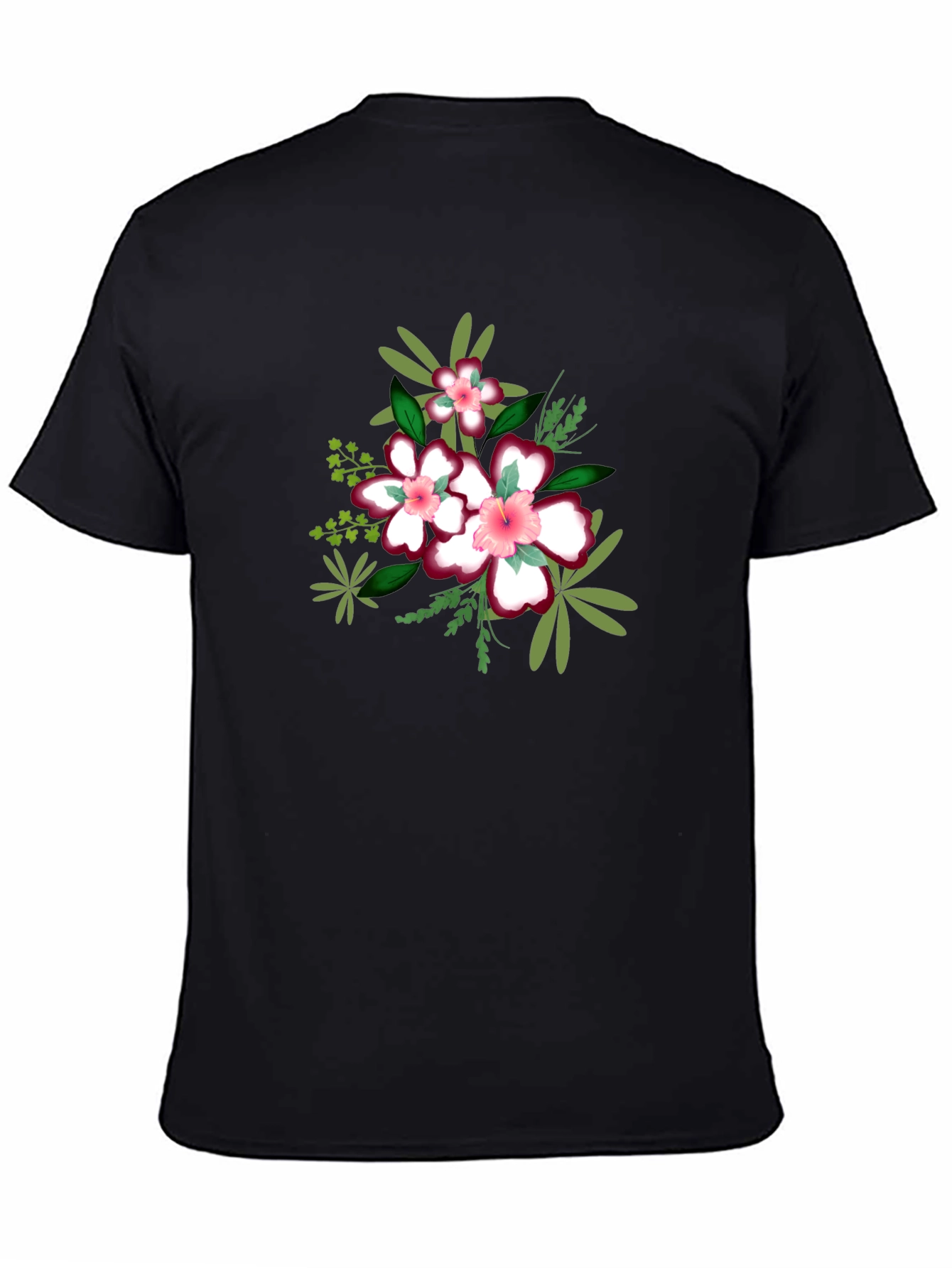 Black Floral Print Black T-Shirt view 4
