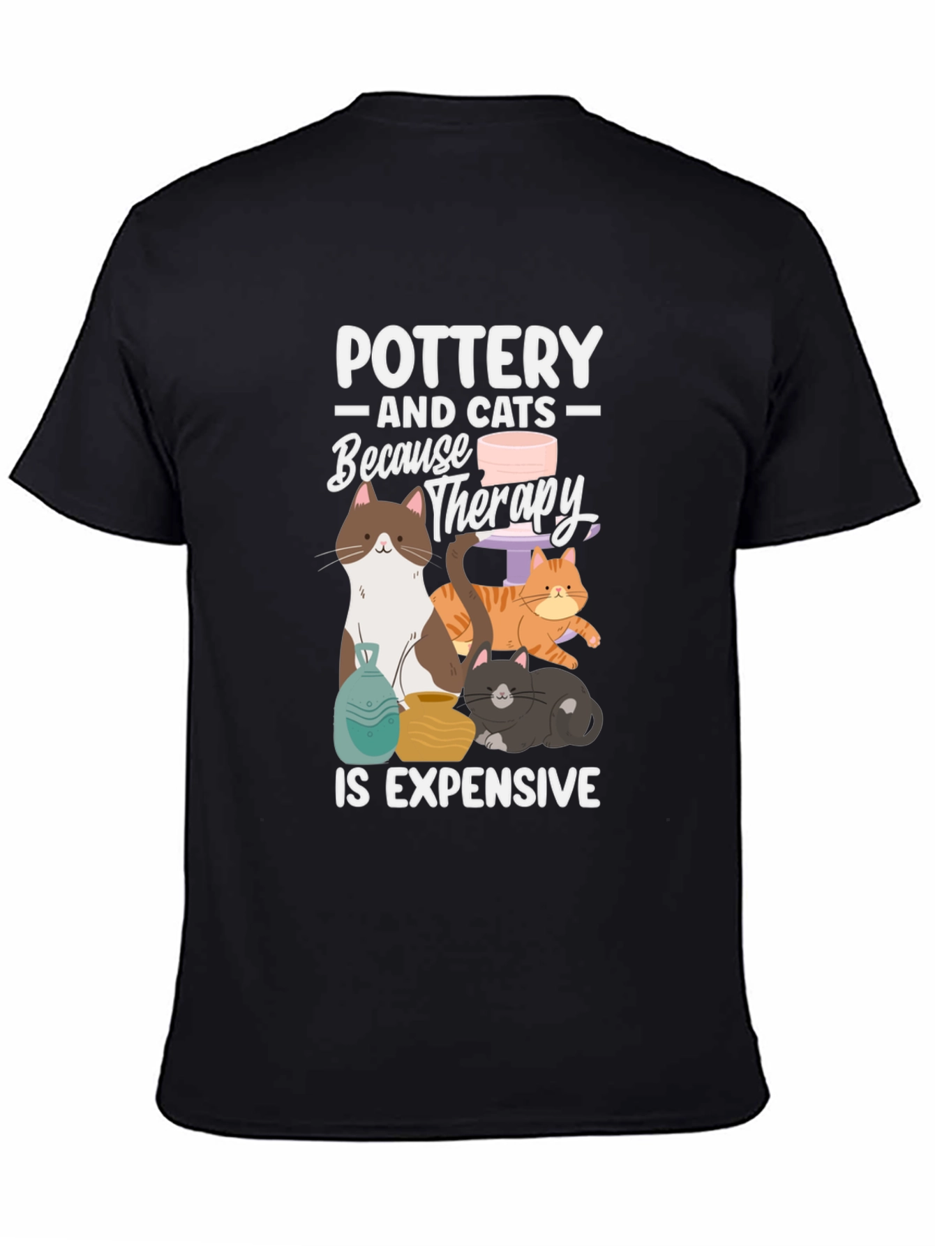 Black Pottery and Cats T-Shirt: Therapy Alternative view 4