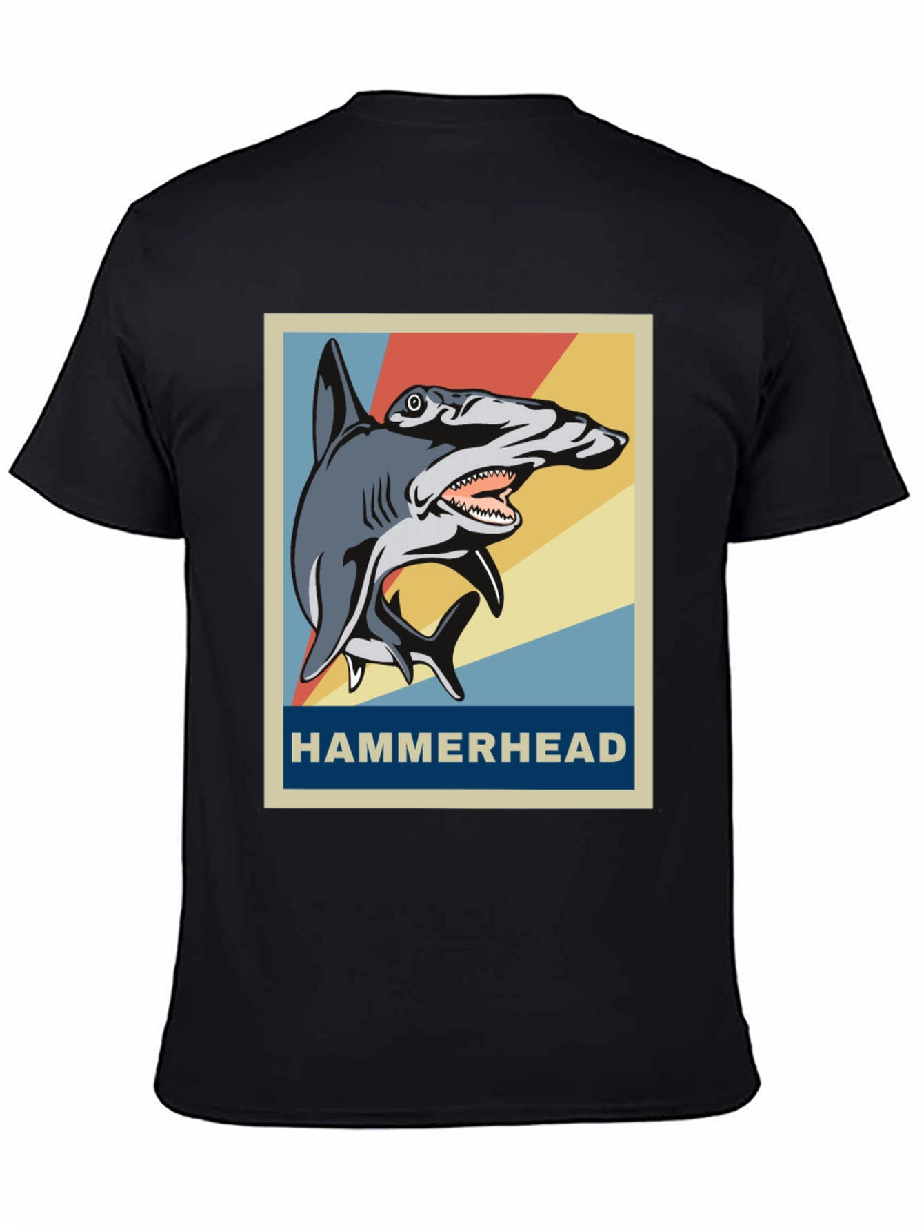 Black Hammerhead Shark Graphic Tee - Retro Style view 4