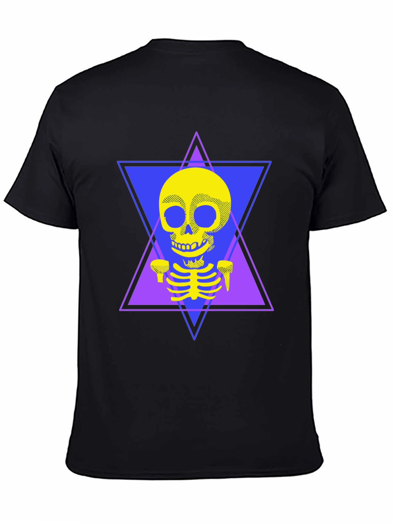 Black Geometric Skeleton T-Shirt - Edgy Graphic Tee view 4