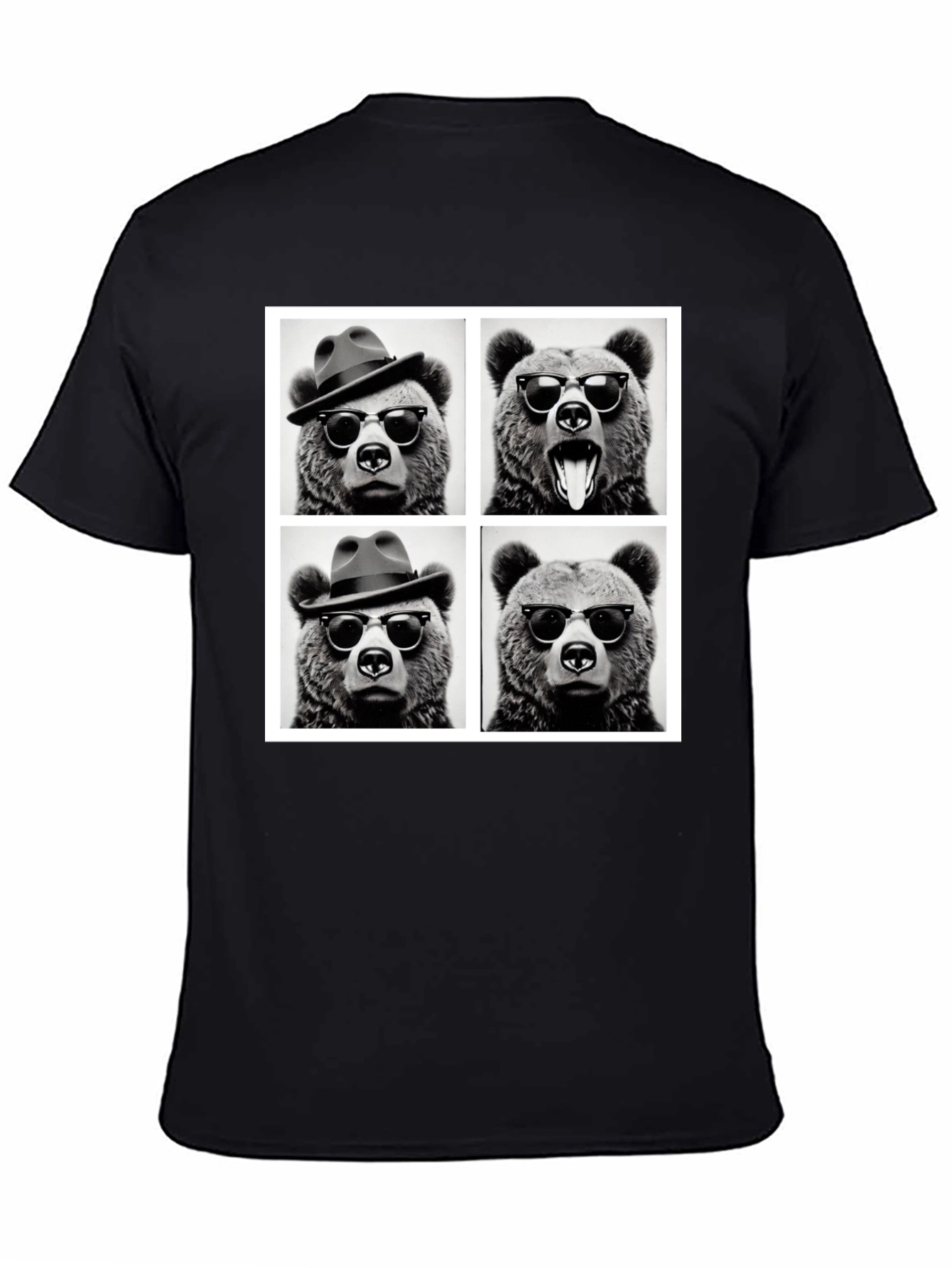 Cool Bear Collage Graphic Tee - Black - 4