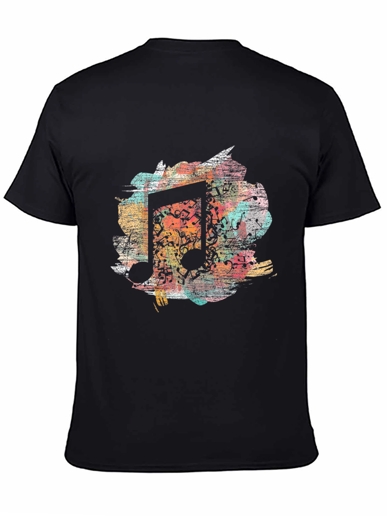 Black Musical Note T-Shirt - Abstract Design view 4