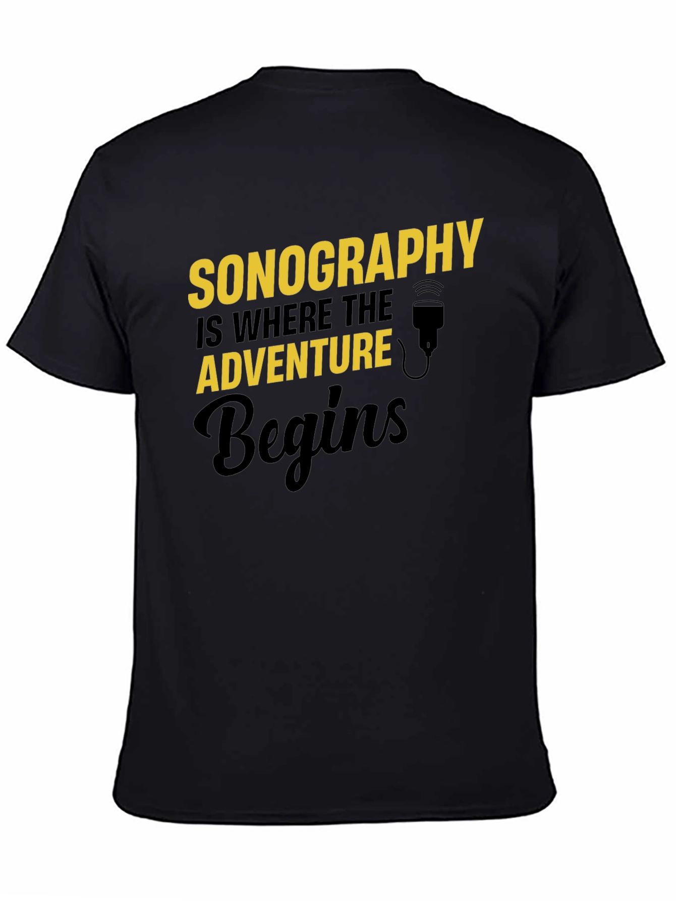 Black Sonography Adventure Begins T-Shirt - Black view 4