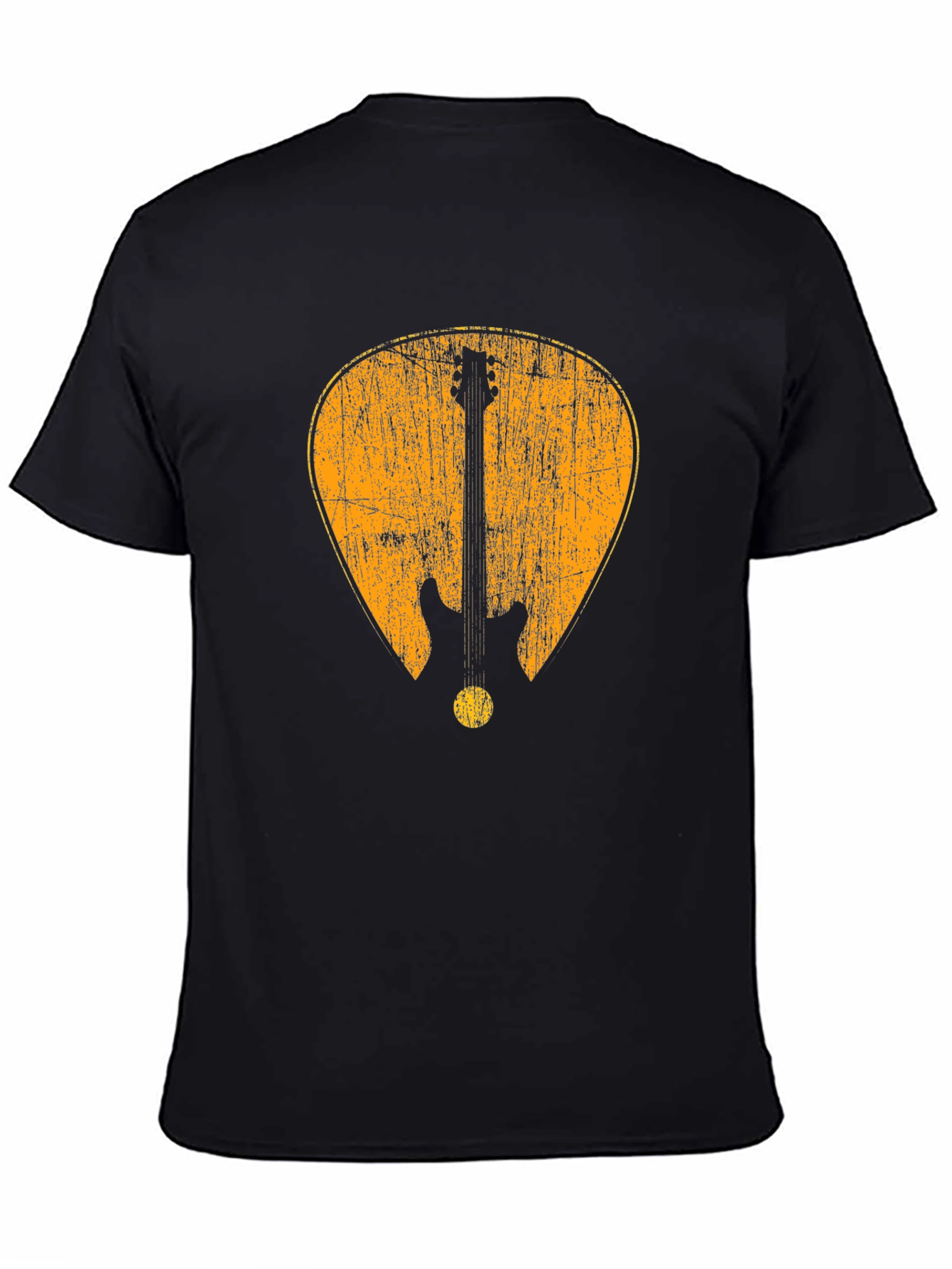 Black Vintage Guitar Pick Graphic Tee - Black Cotton view 4
