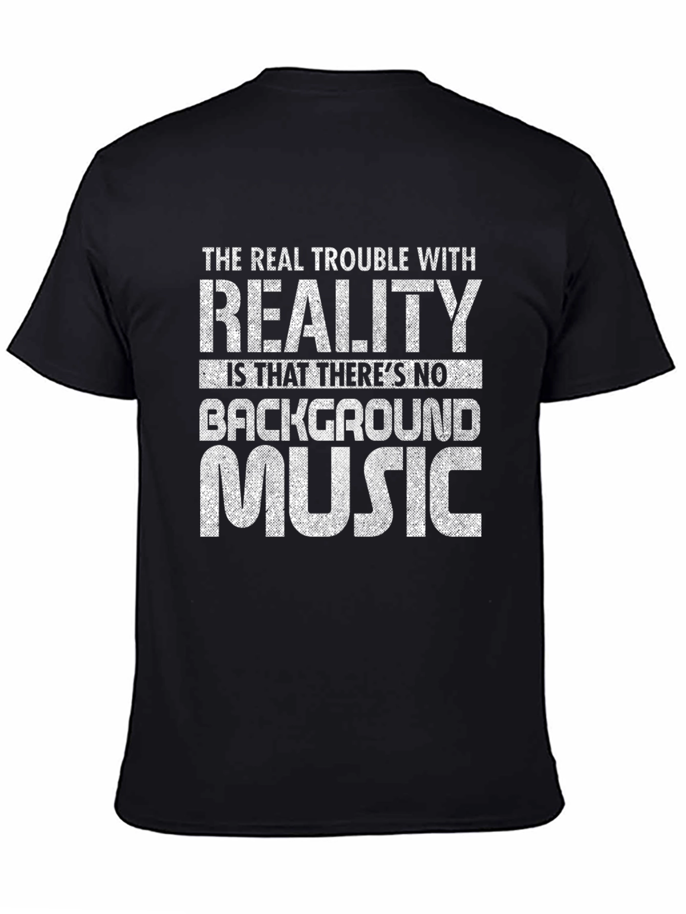 Black Funny Reality Background Music Graphic T-Shirt view 4