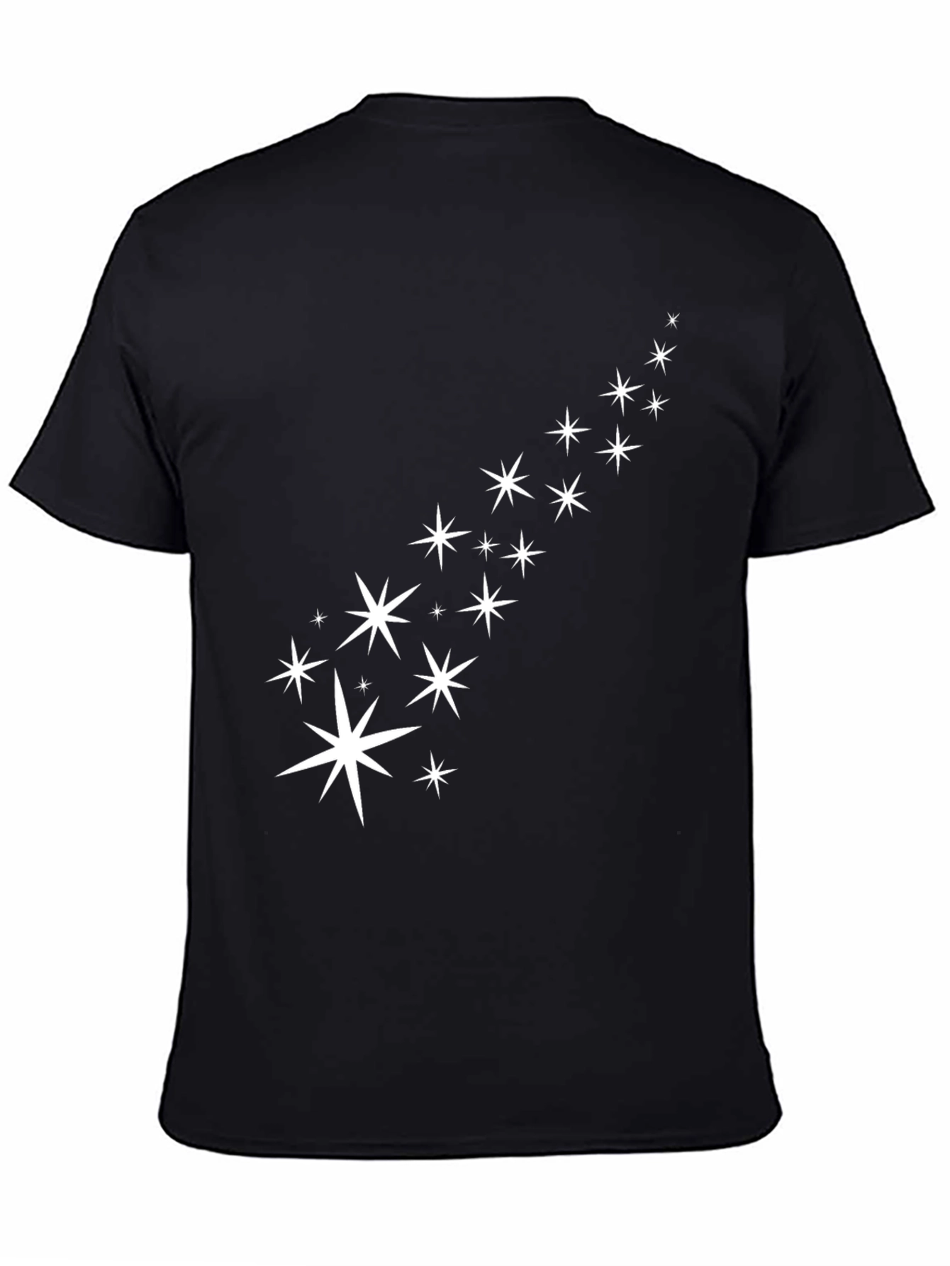 Black Stylish Black T-Shirt with White Star Design view 4