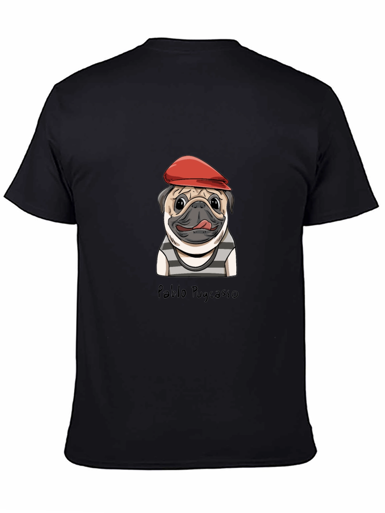 Black Pablo Pugcasso Graphic T-Shirt - Unique Dog Art Tee view 4