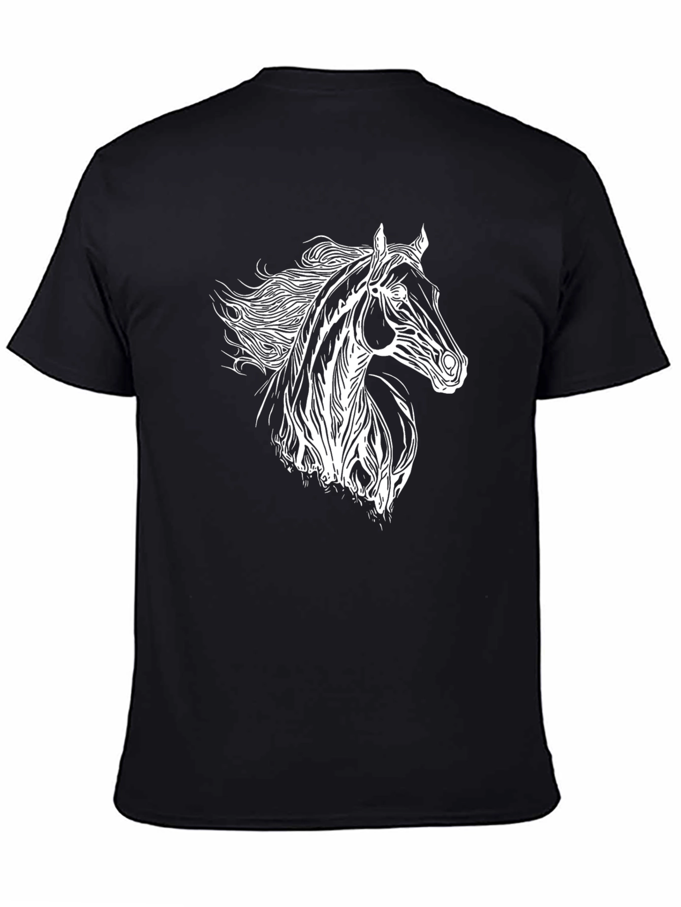 Black Horse Graphic Black Tee - Stylish Animal Print view 4