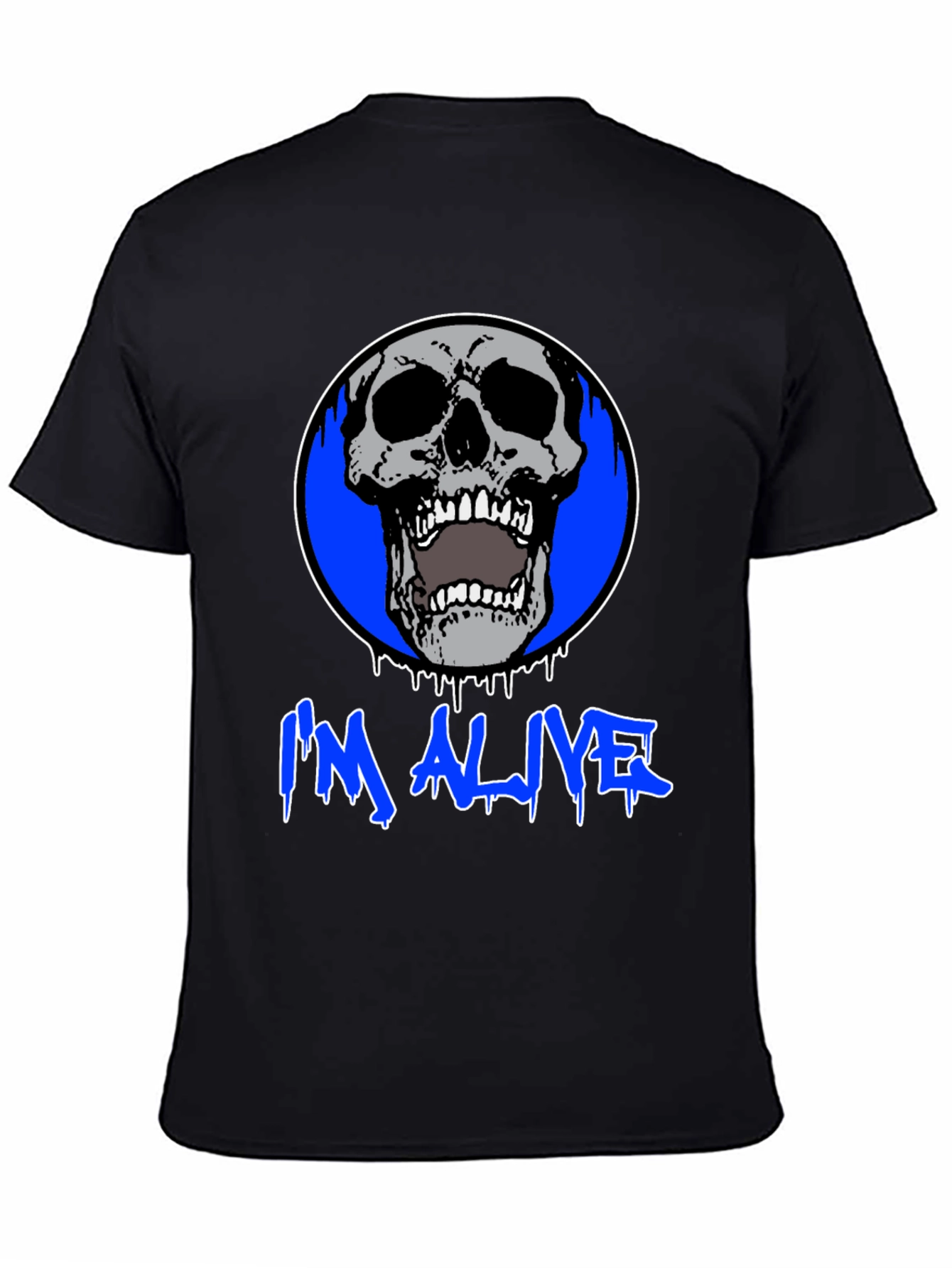 Black I'm Alive Skull Graphic Black T-Shirt view 4