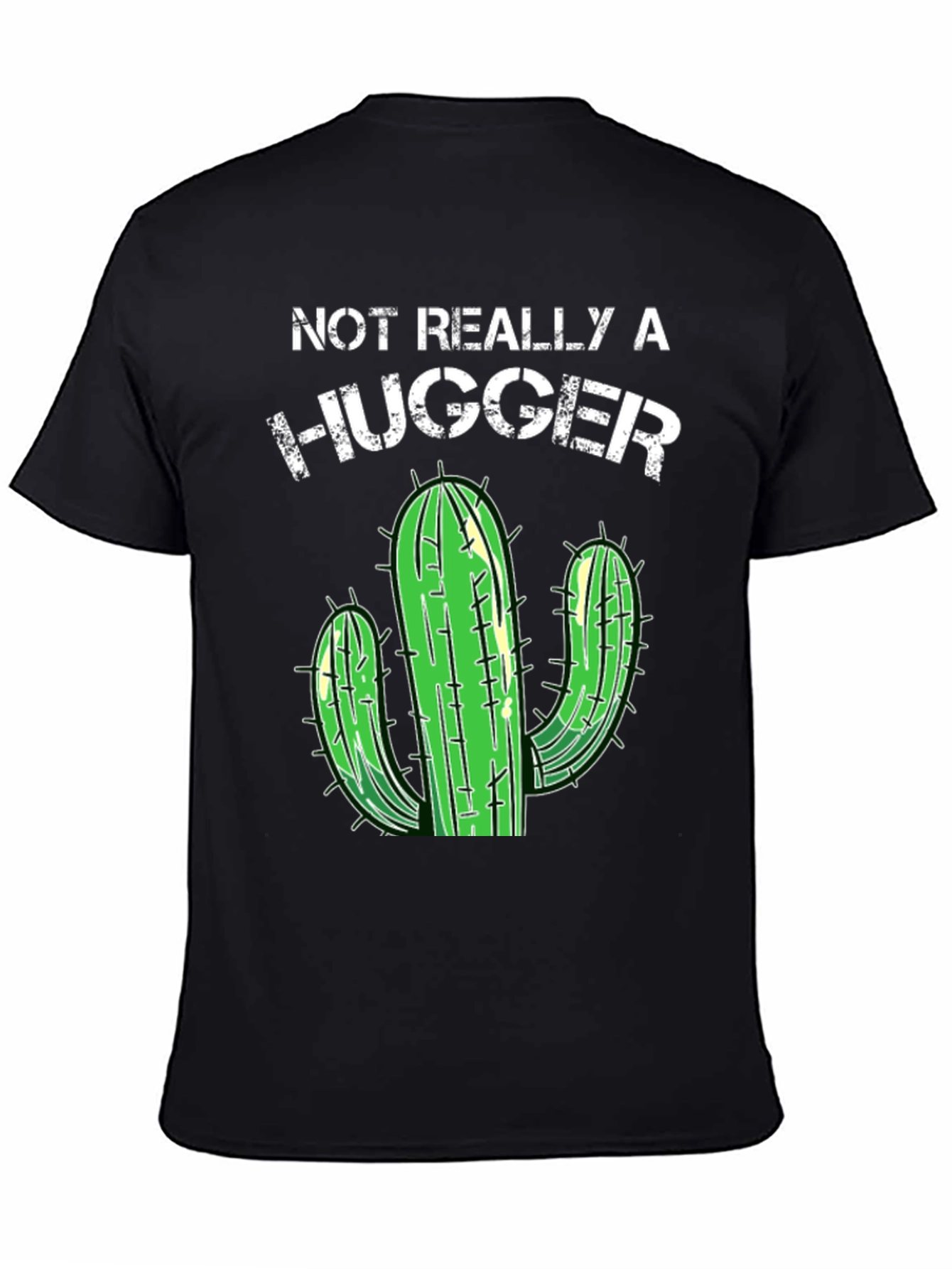 Black Not Really a Hugger Cactus Graphic Tee view 4