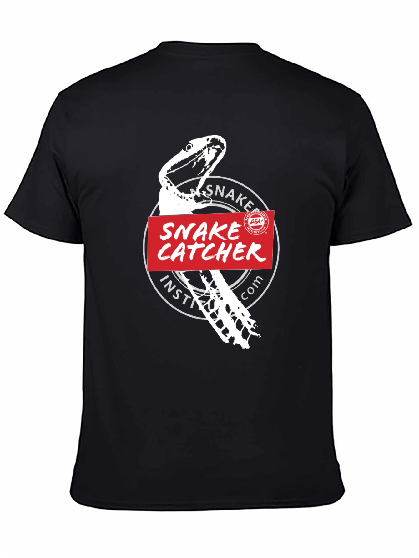 Black Snake Catcher Institute T-Shirt -  Black Cotton Tee view 4