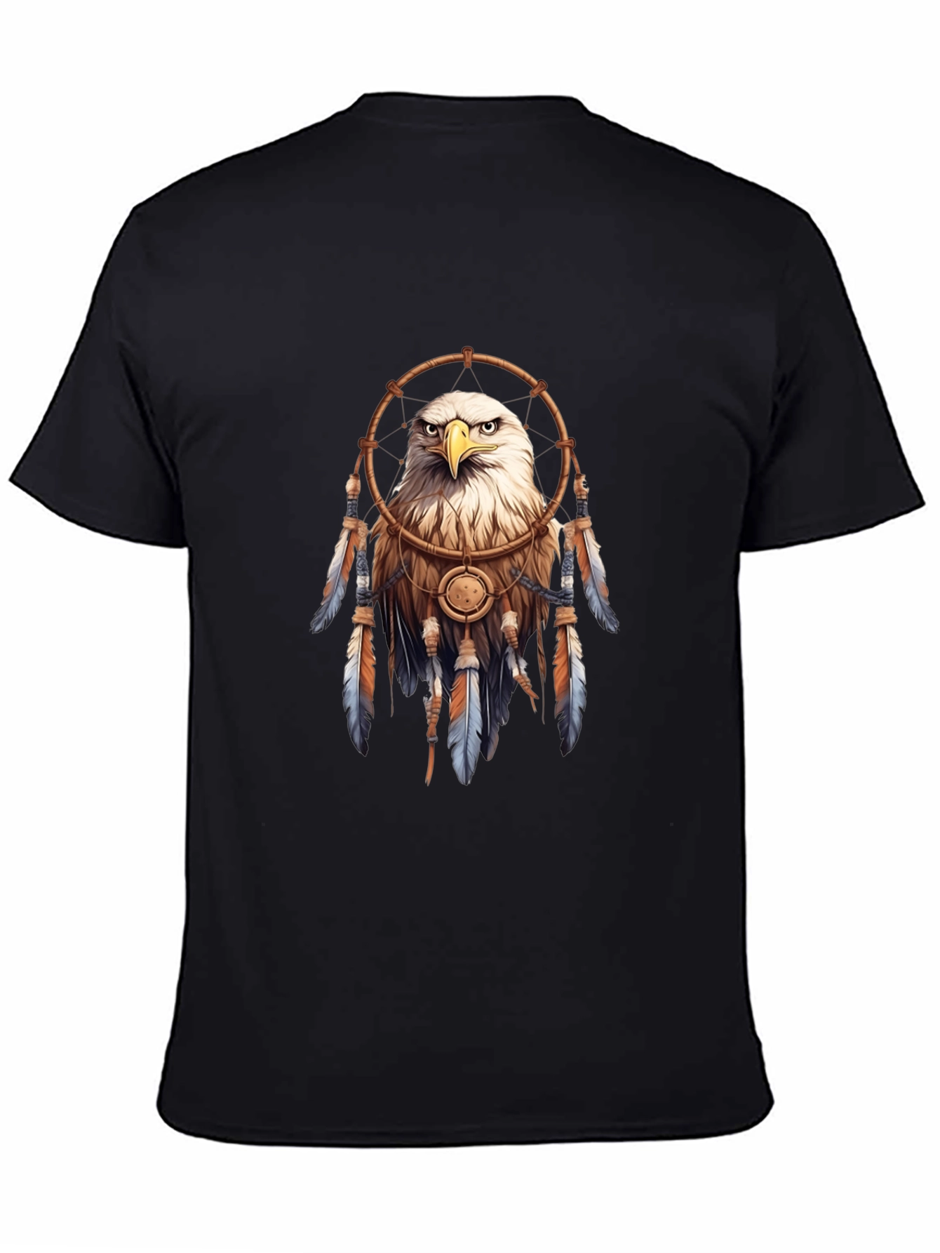 Black Eagle Dreamcatcher Graphic Tee - Black Casual T-Shirt view 4