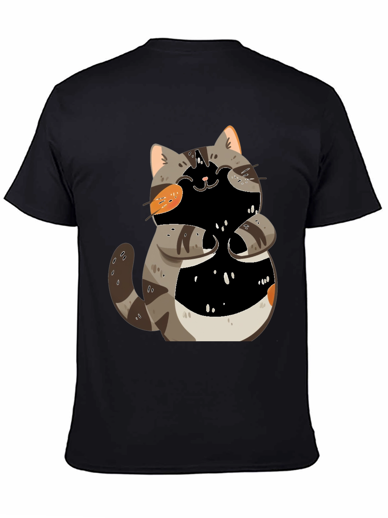 Black Cute Cartoon Cat Graphic T-Shirt view 4