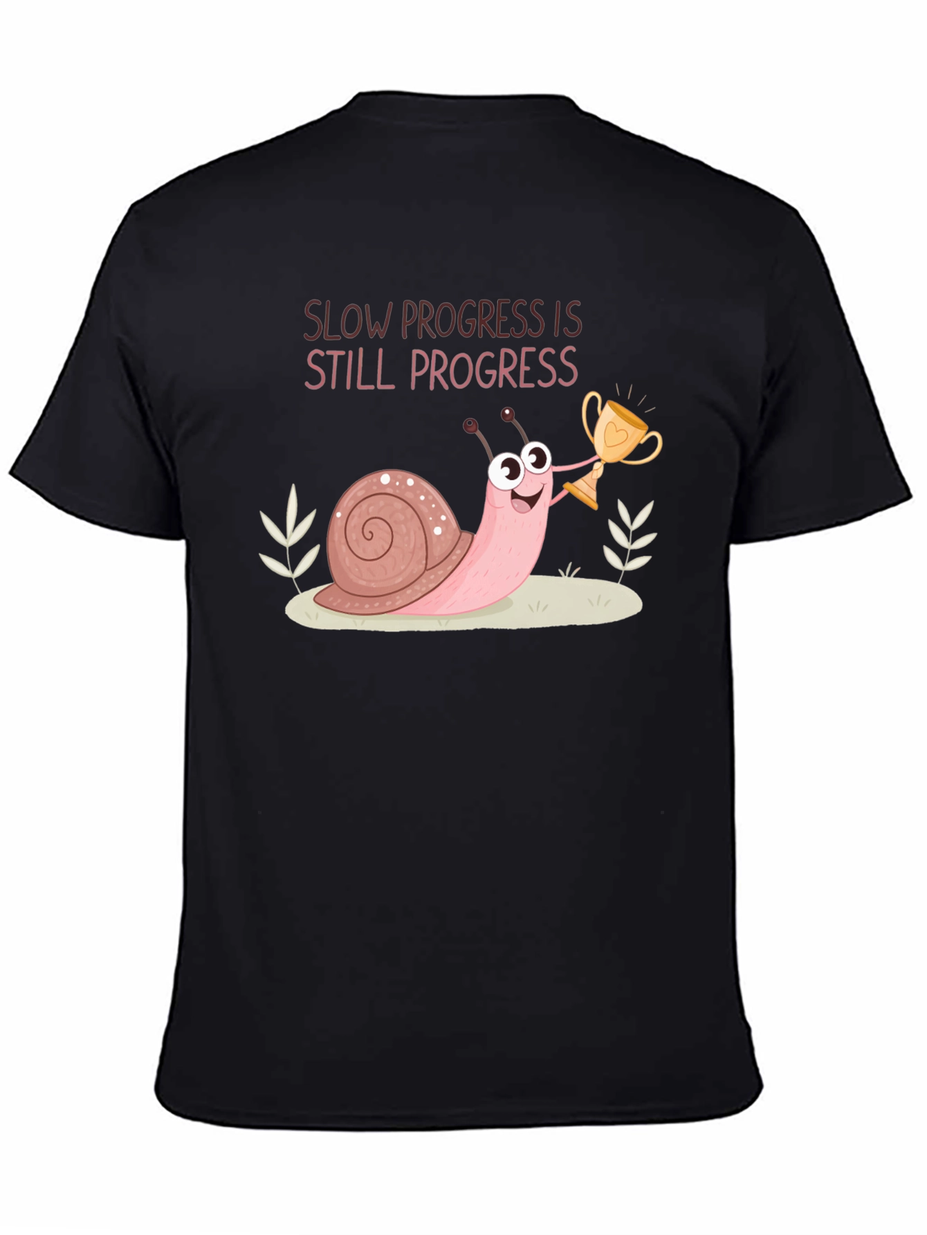 Black Slow Progress Snail T-Shirt - Motivation Tee view 4