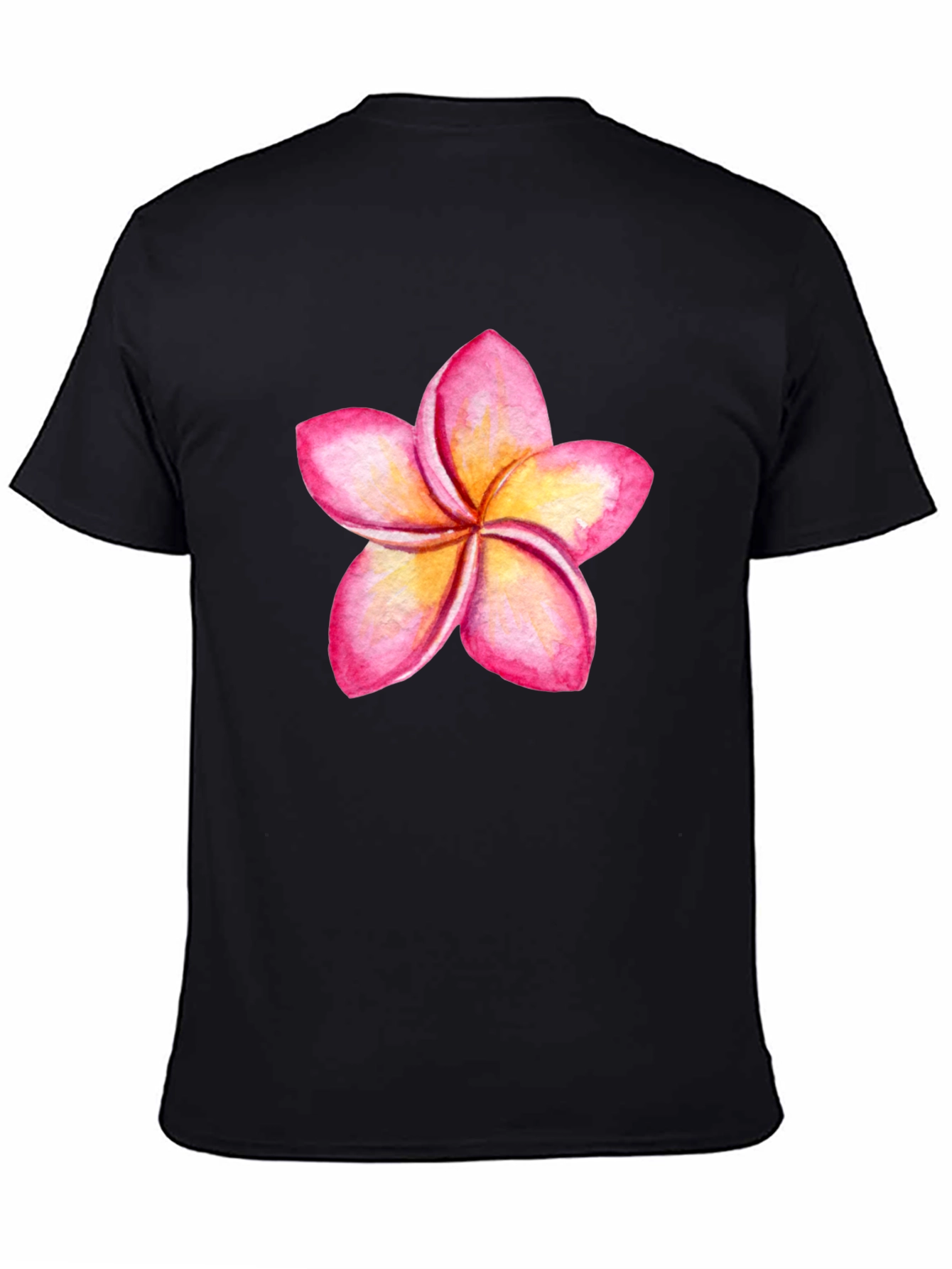 Black Tropical Plumeria Flower Graphic Tee view 4